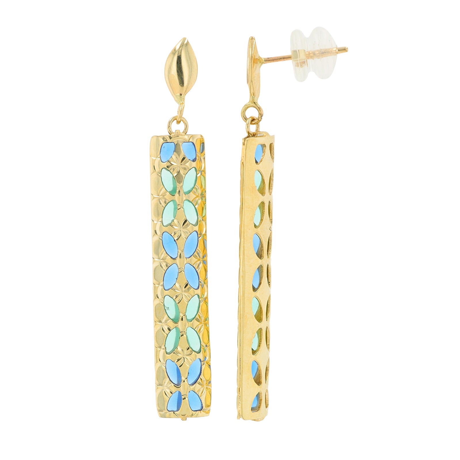 14K YG Enamel Earrings