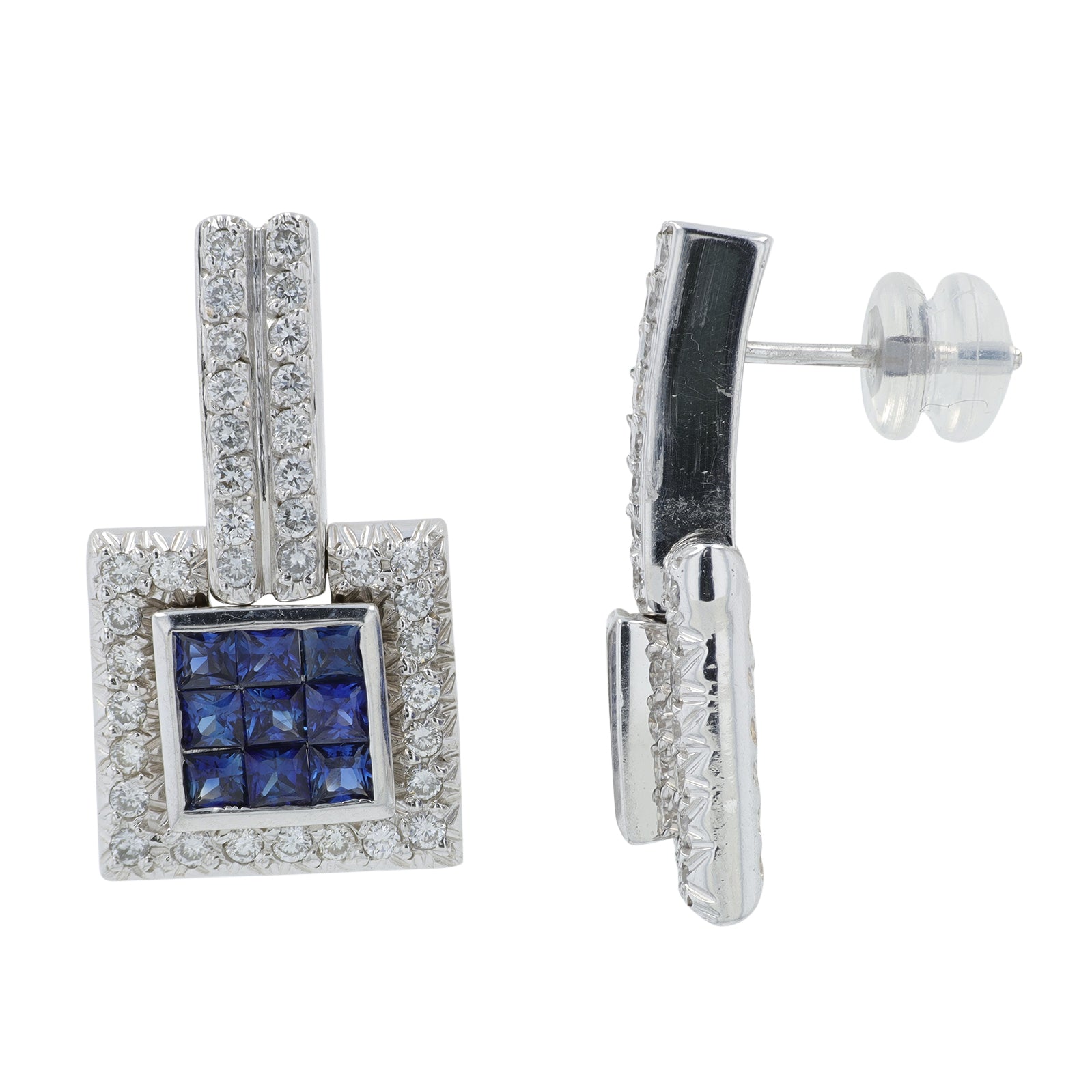 14K WG 1 CT Sapphire Earrings
