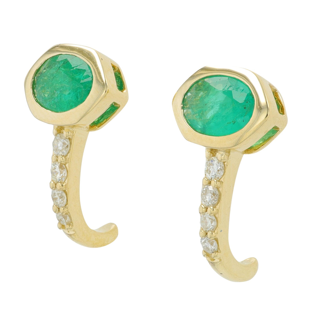 14K Gemstone J-Hoop Earrings<p><strong>More Colors Available</p></strong>