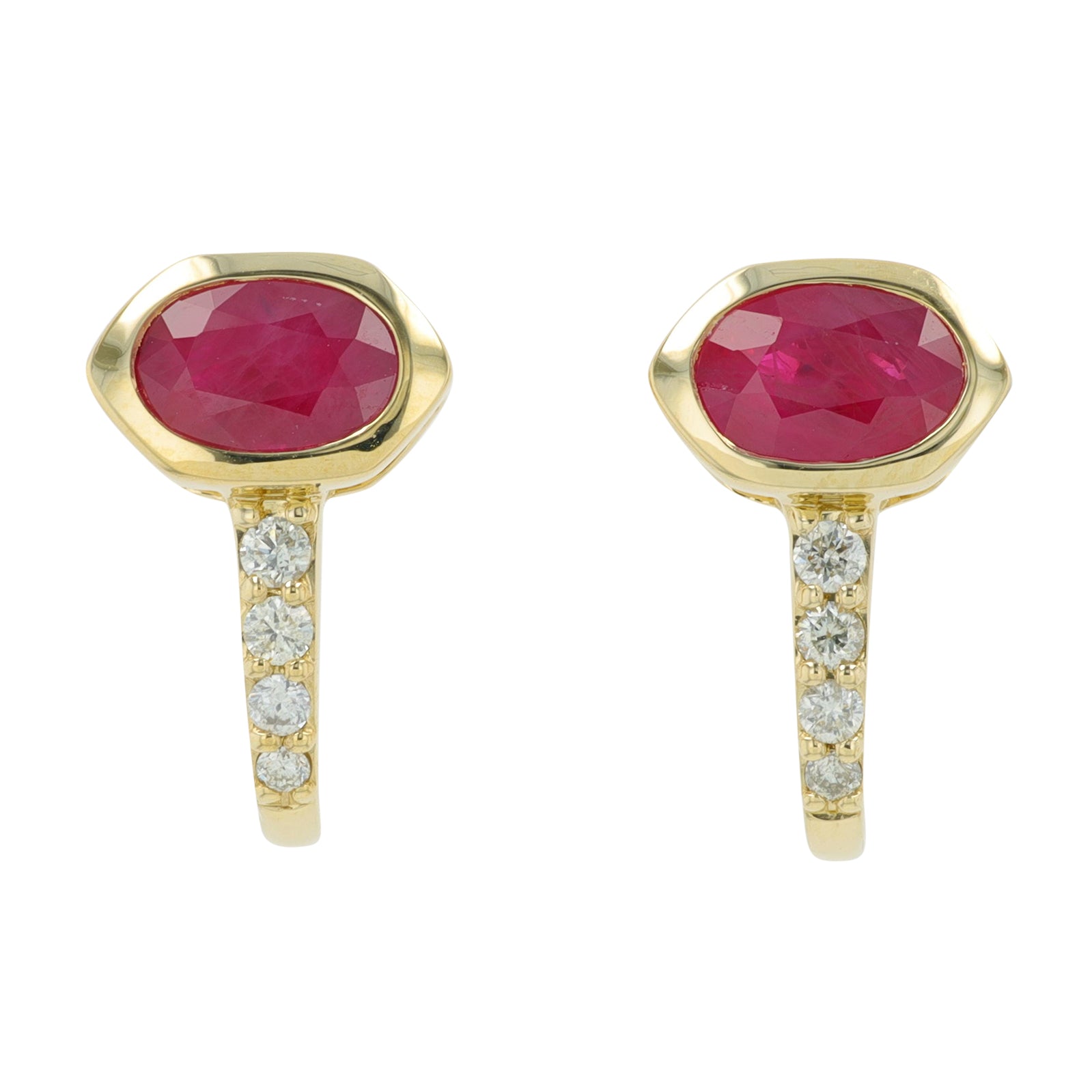 14K Gemstone J-Hoop Earrings<p><strong>More Colors Available</p></strong>