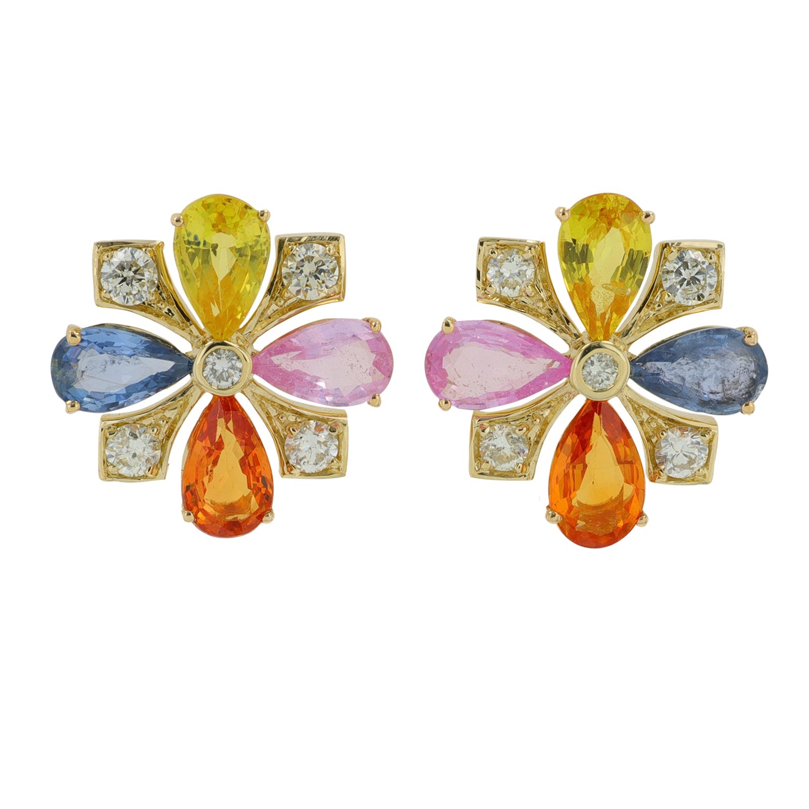 14K YG 2 CTW Multi Sapphire Earrings
