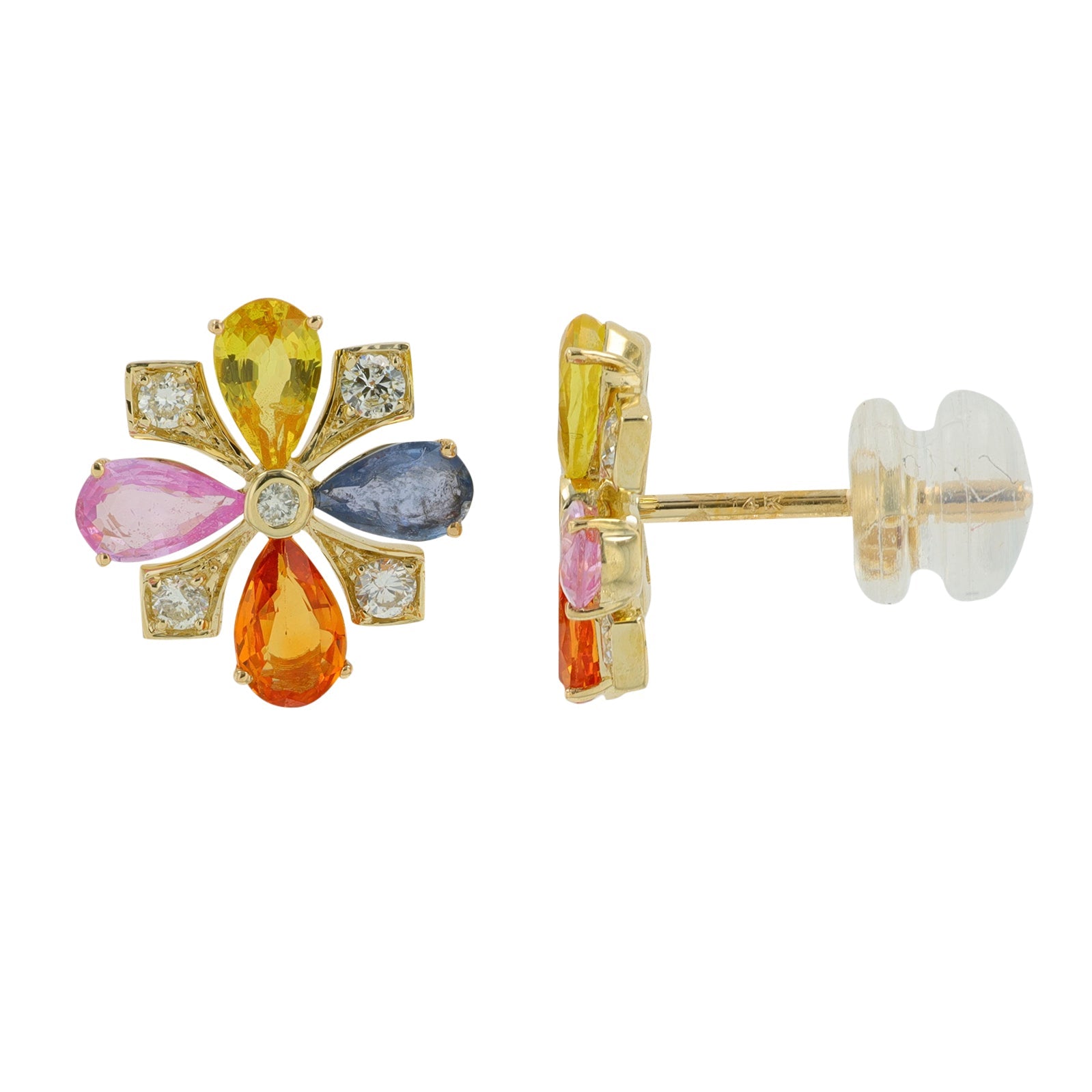 14K YG 2 CTW Multi Sapphire Earrings