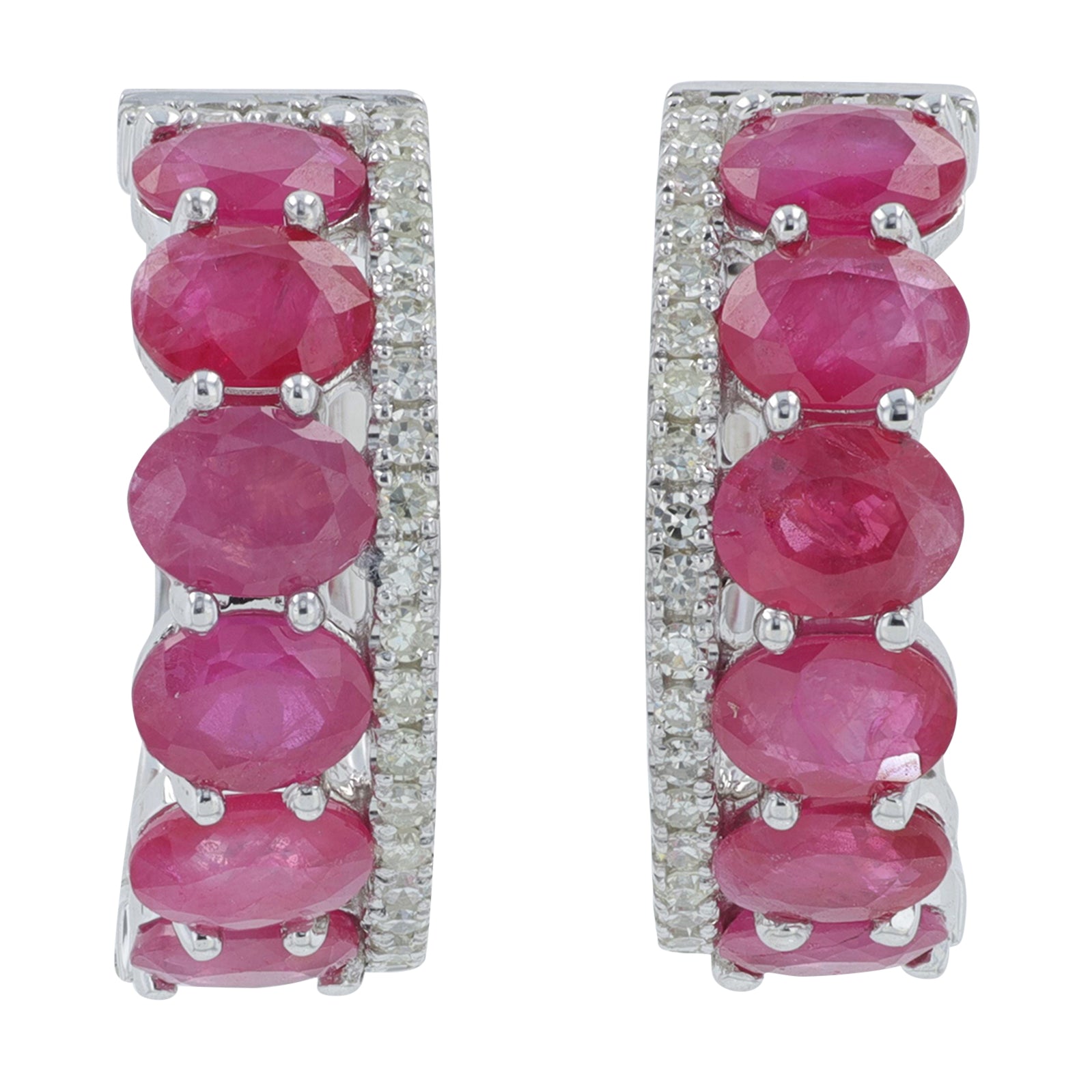 14K WG 2.50 CTW Ruby Hoops