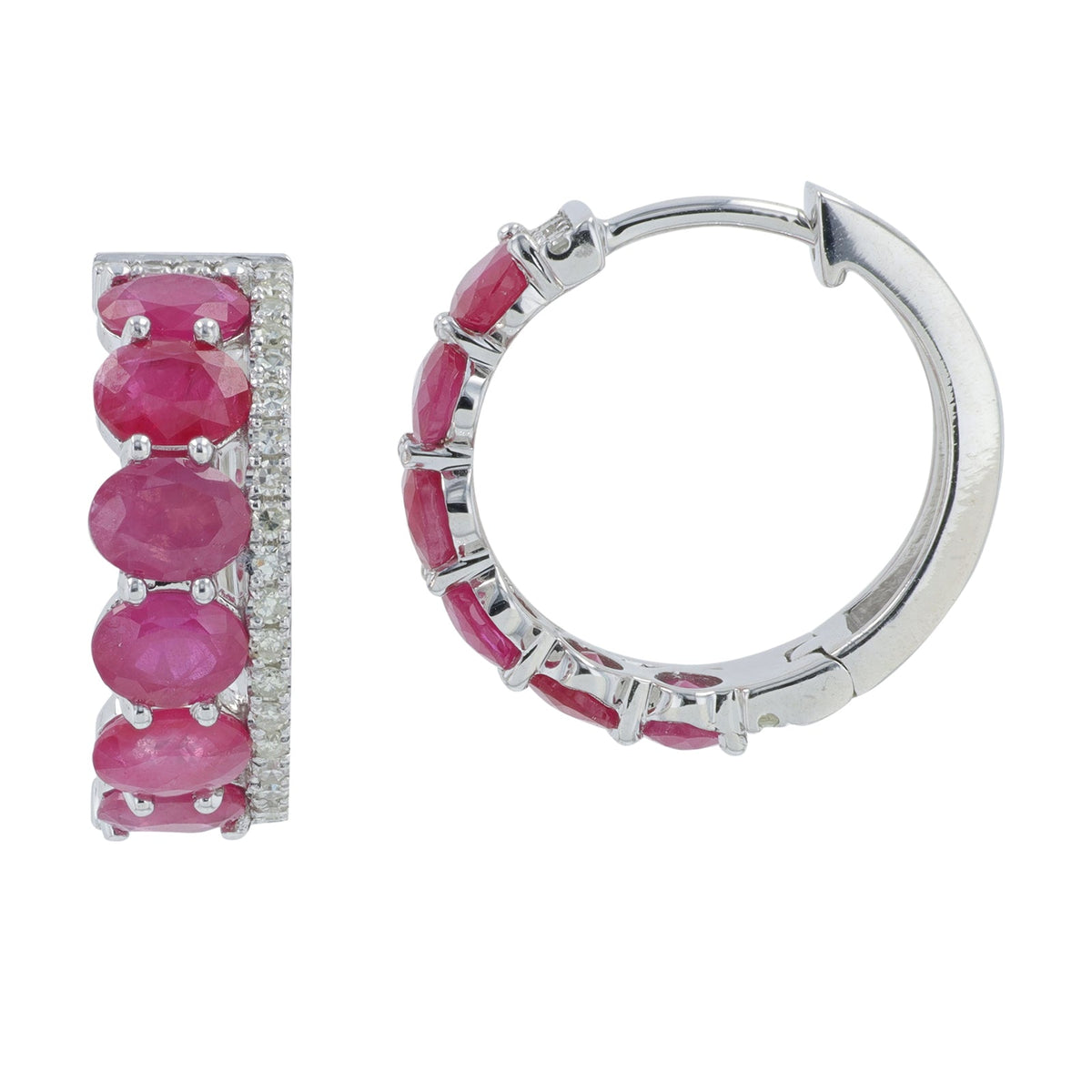 14K WG 2.50 CTW Ruby Hoops