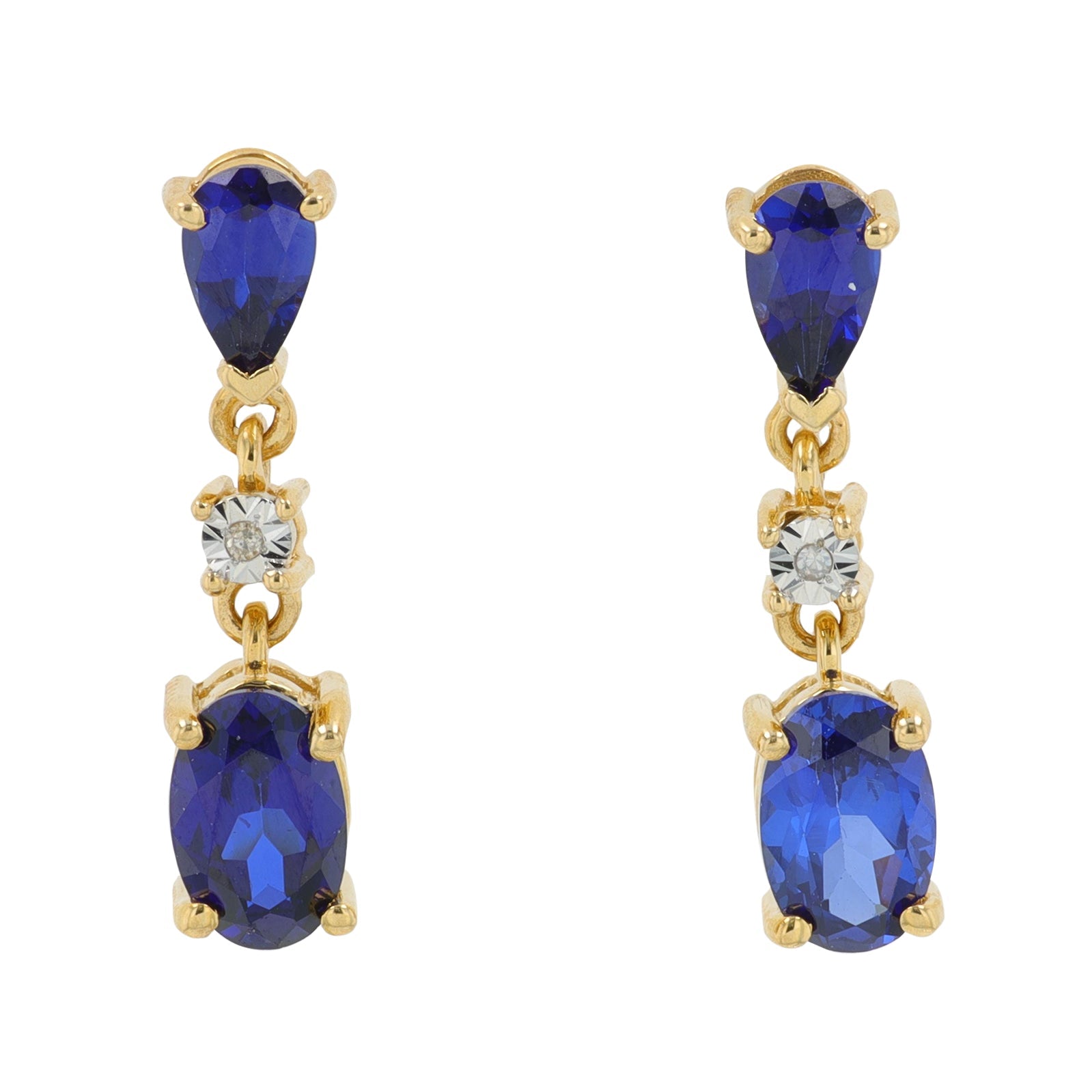 10K YG Created Sapphire Earrings