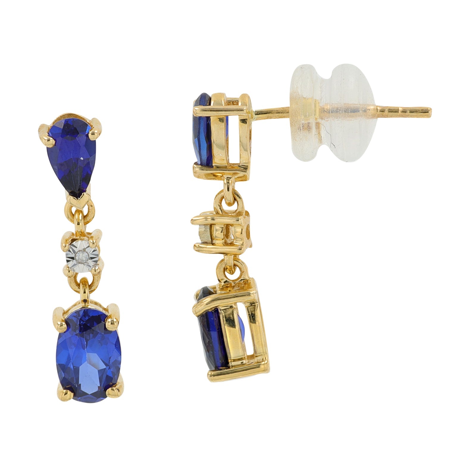 10K YG Created Sapphire Earrings