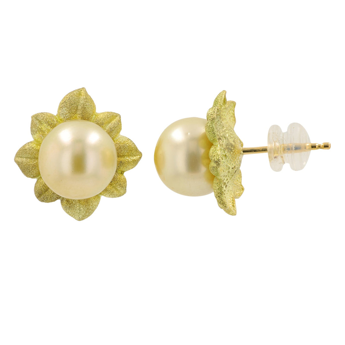 18K YG Pearl Flower Earrings