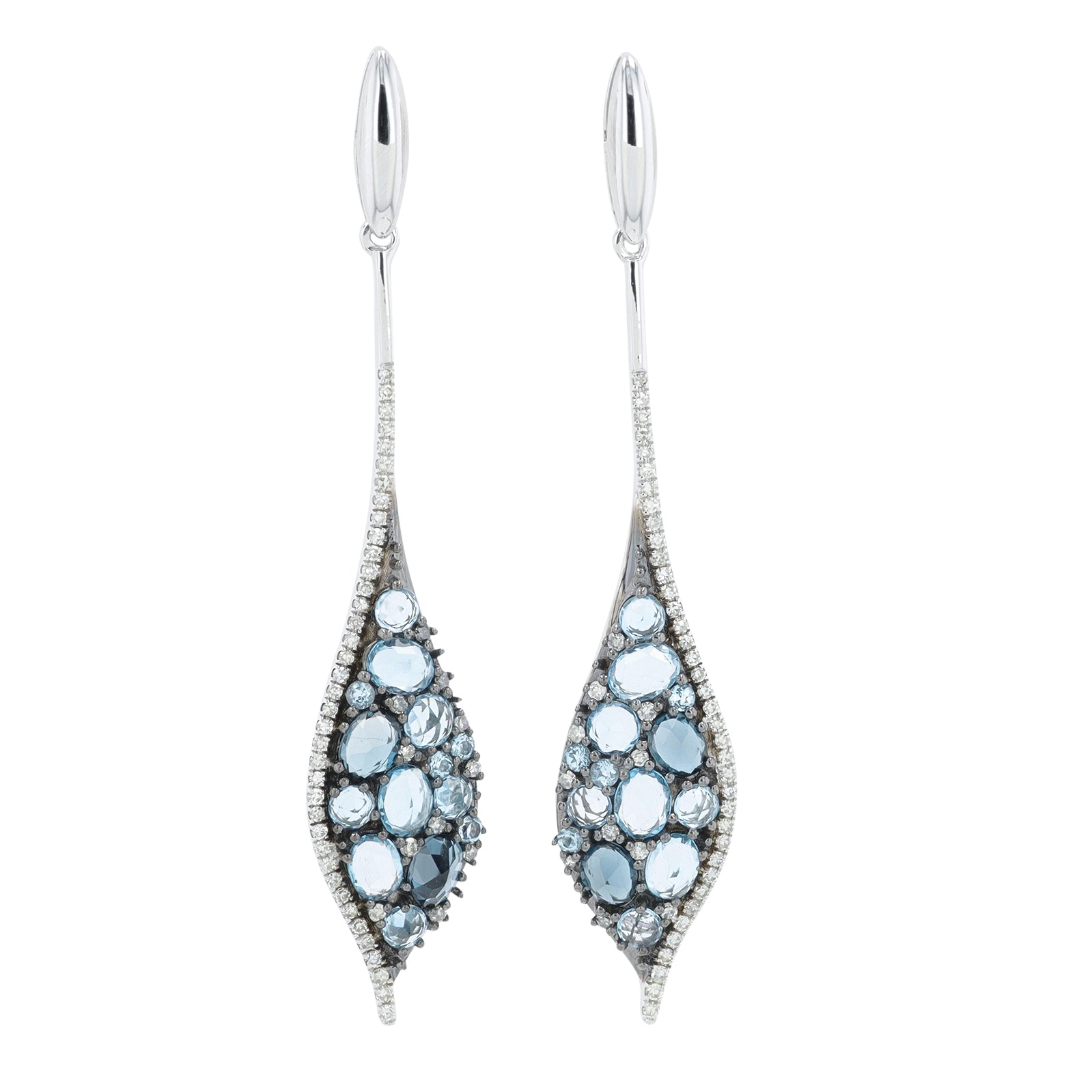14K WG 2.50 CT Blue Topaz Earrings