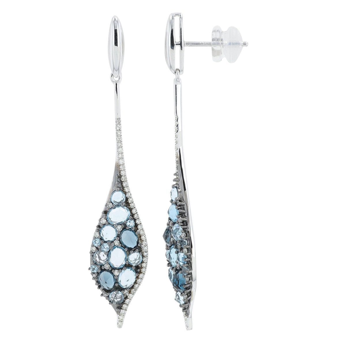 14K WG 2.50 CT Blue Topaz Earrings