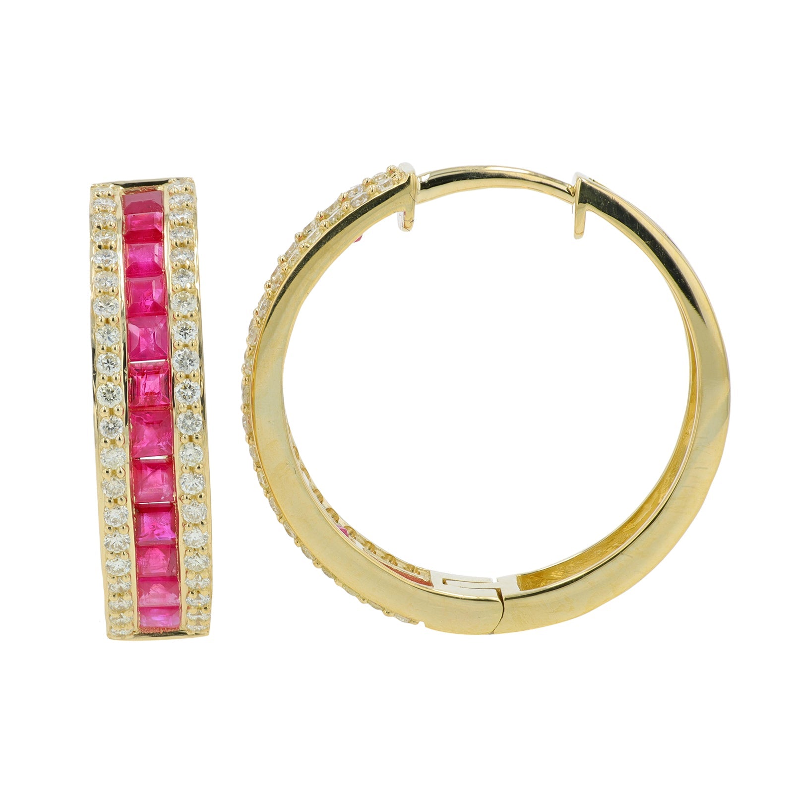 14K YG Gemstone Hoops<p><strong>More Colors Available</p></strong>
