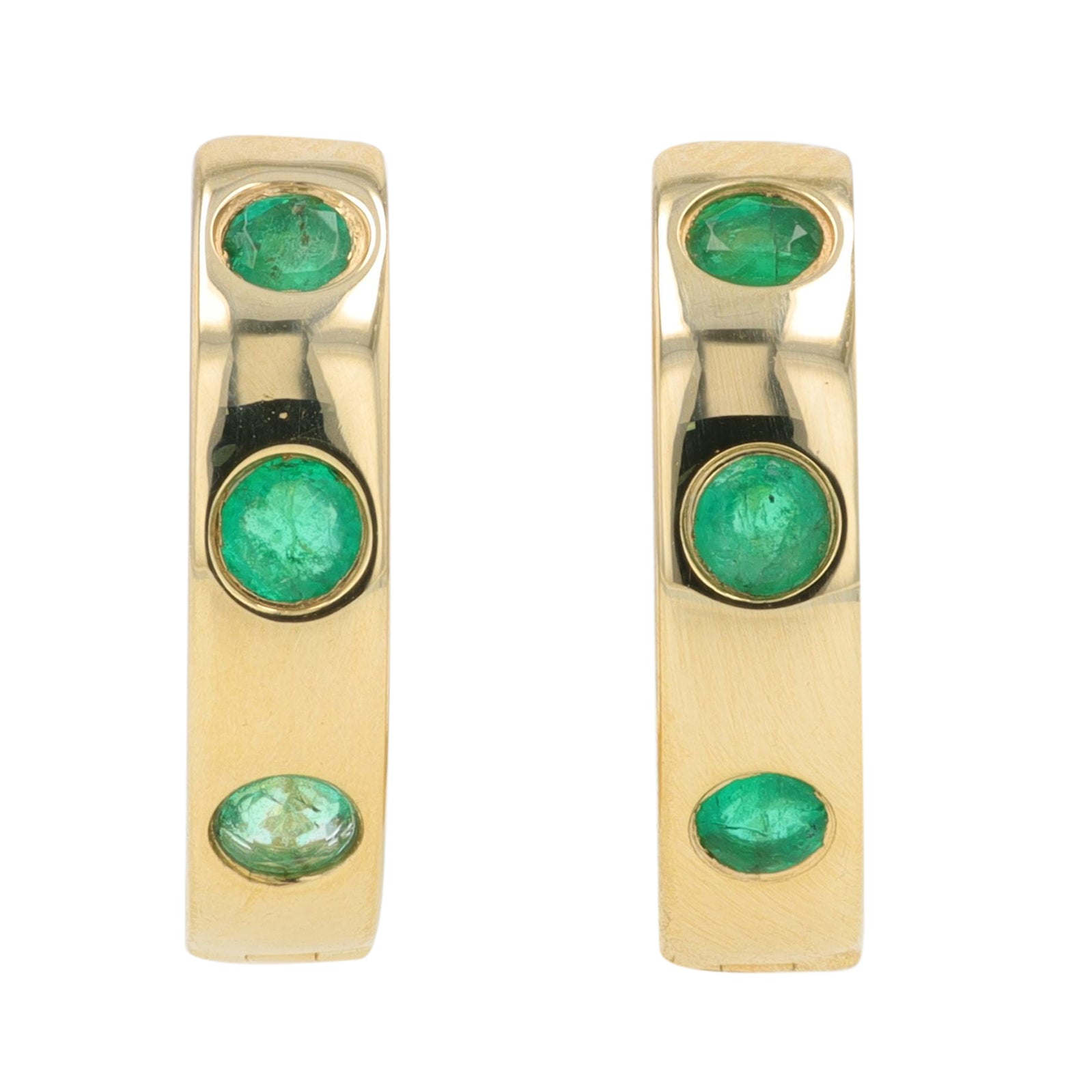 14K YG .37 CTW Emerald Hoops