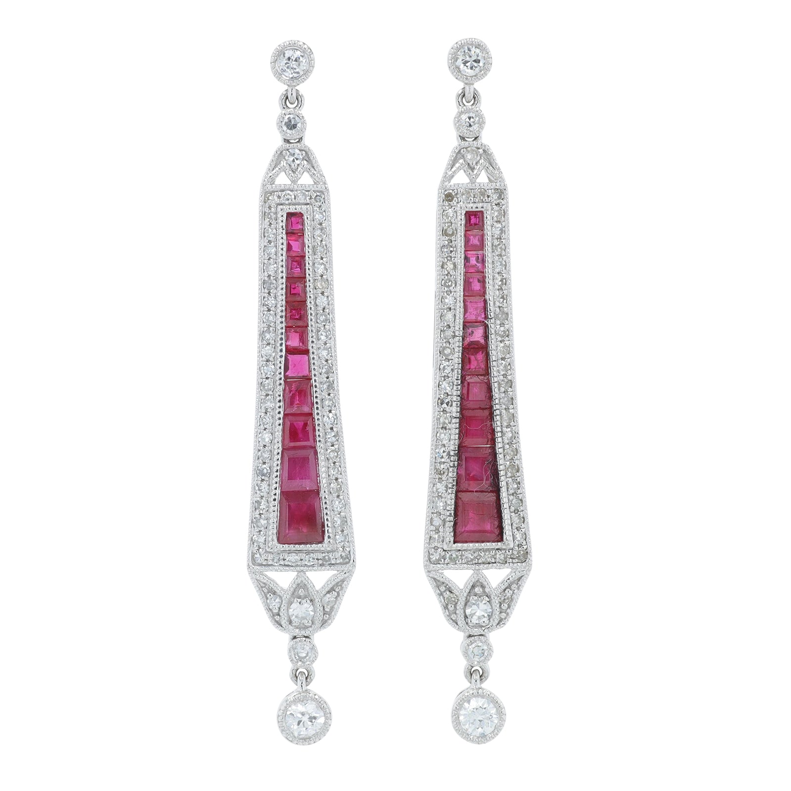 PT950 1.62 CTW Ruby Earrings