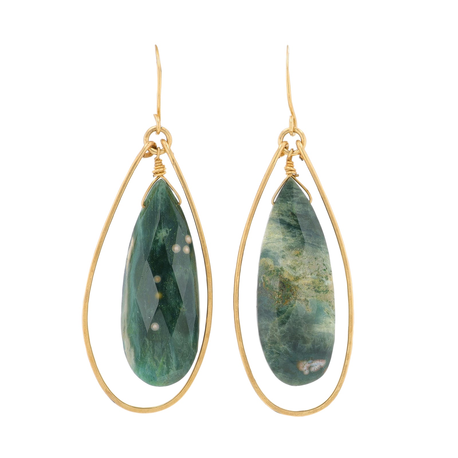 10K YG Green Onyx Earrings
