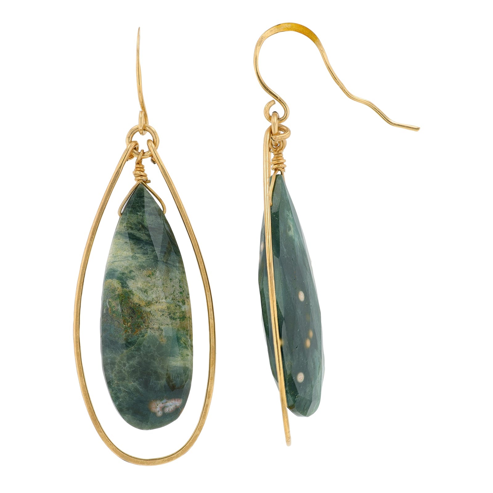 10K YG Green Onyx Earrings