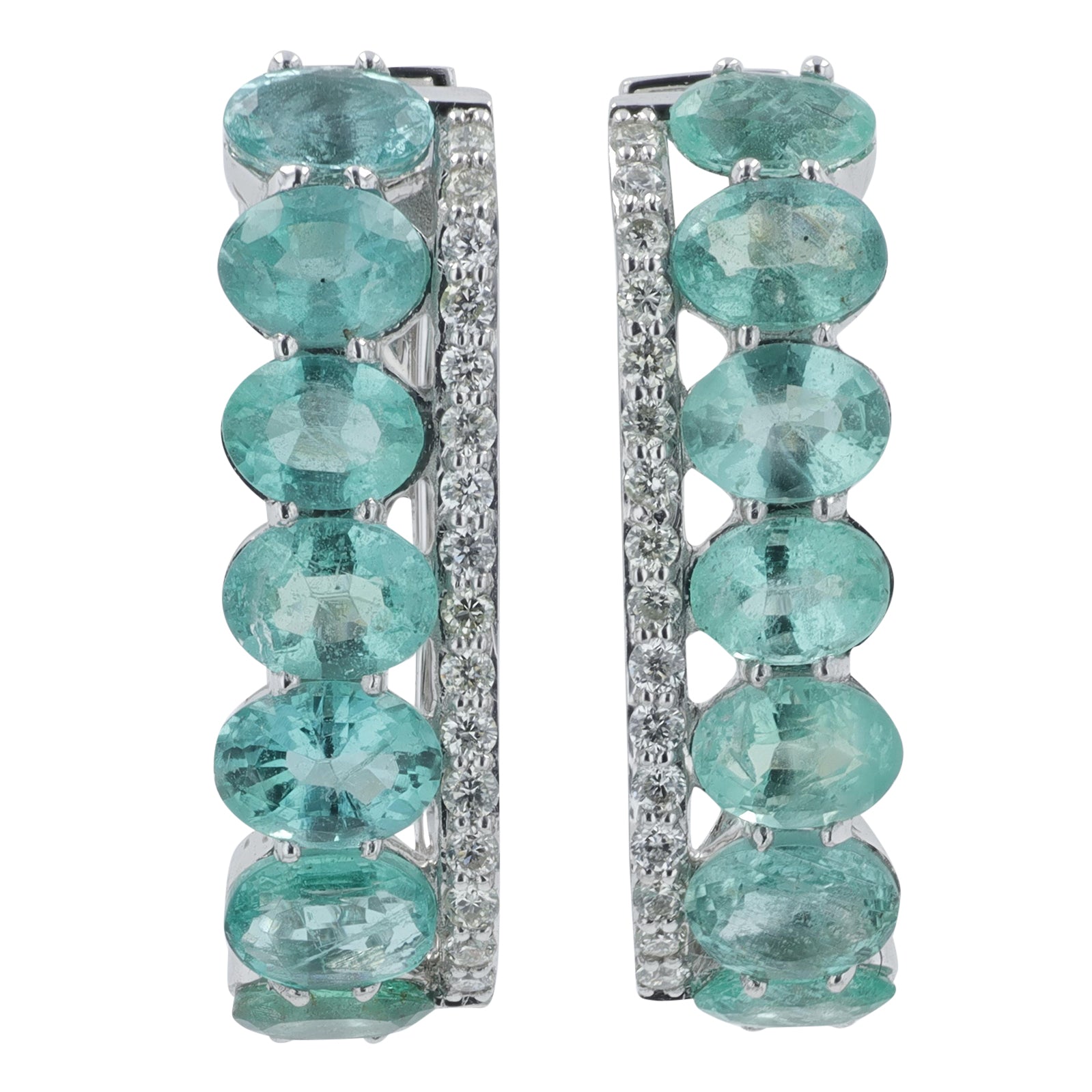 14K WG 2.30 CT Emerald Hoop