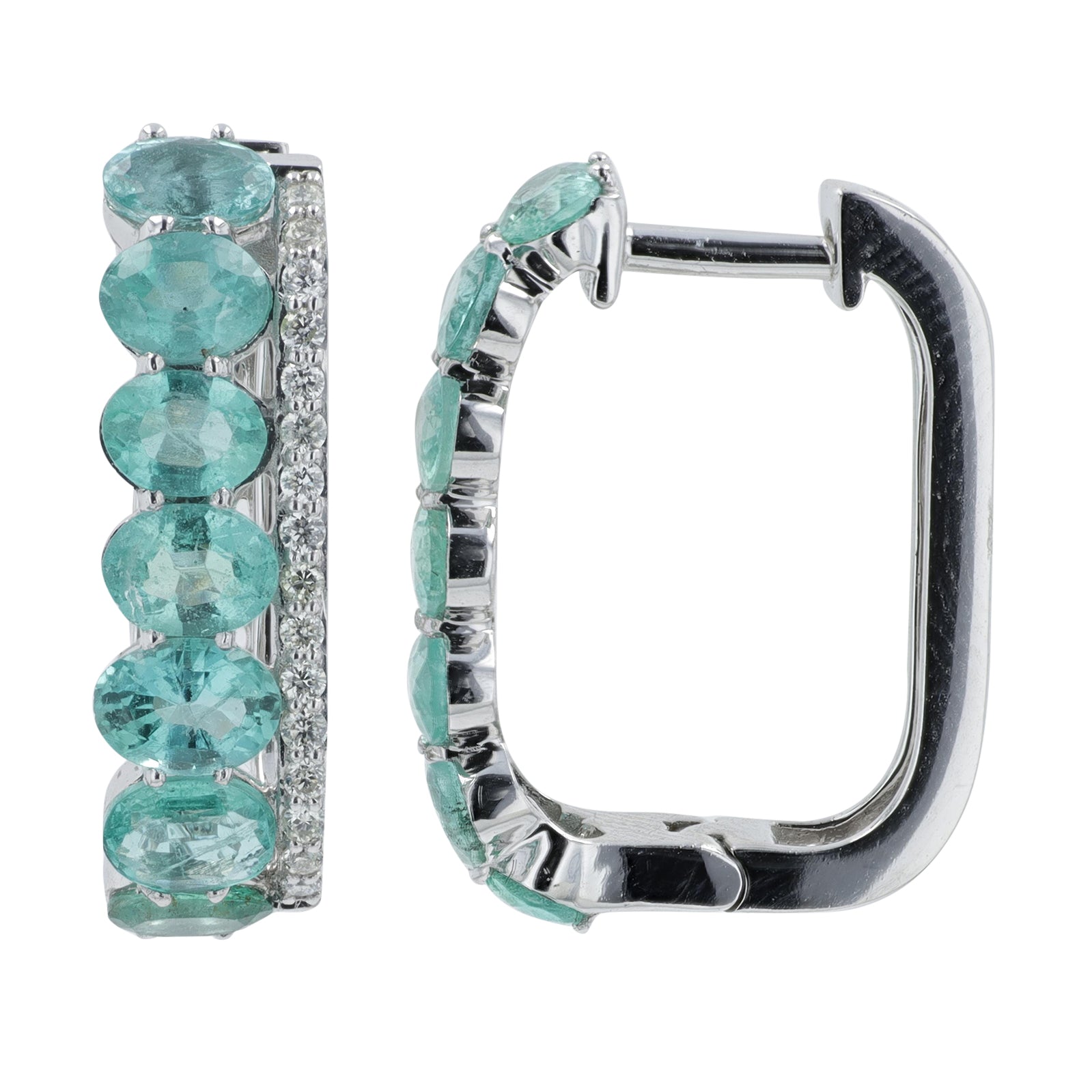 14K WG 2.30 CT Emerald Hoop