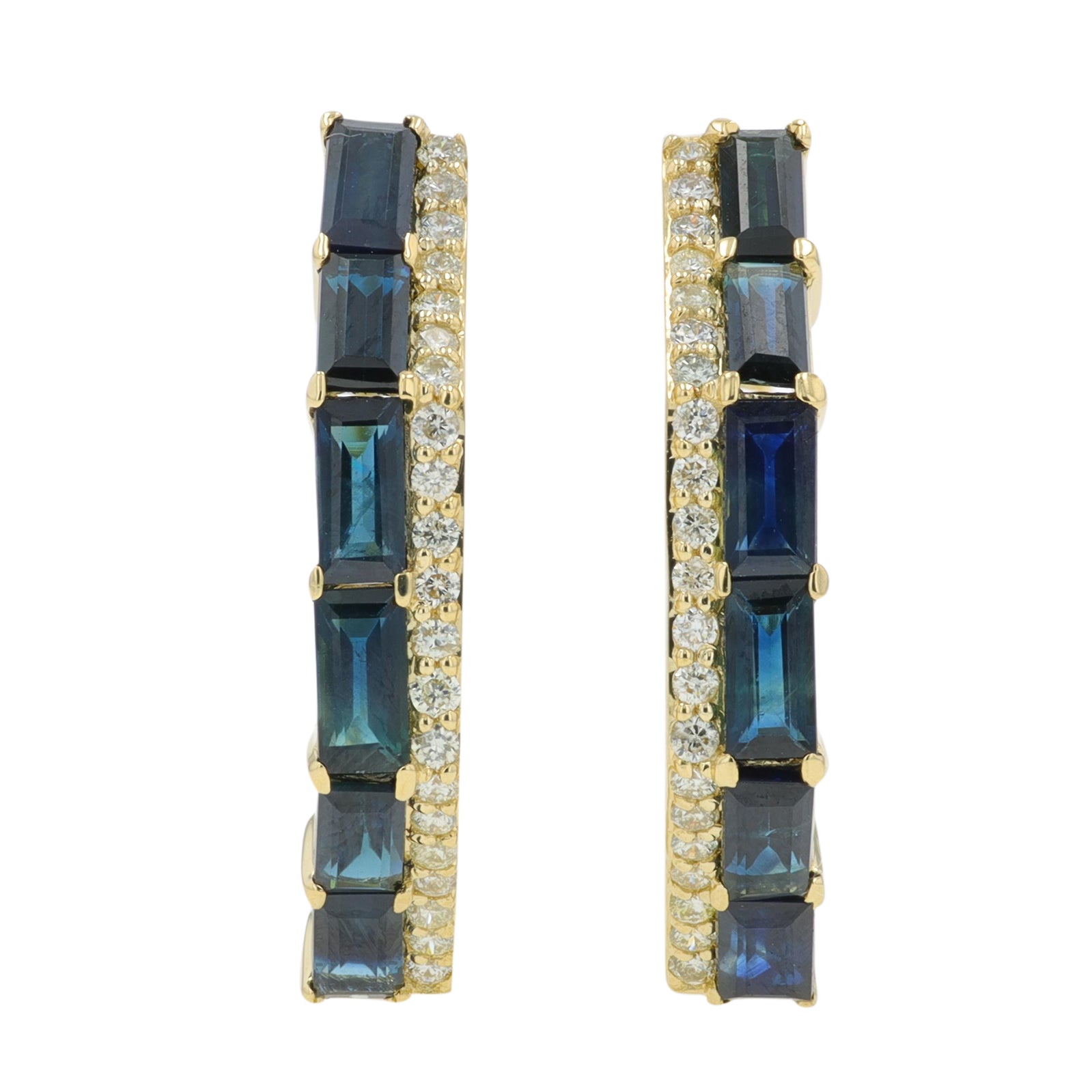 14K YG 2.20 CT Sapphire Hoops
