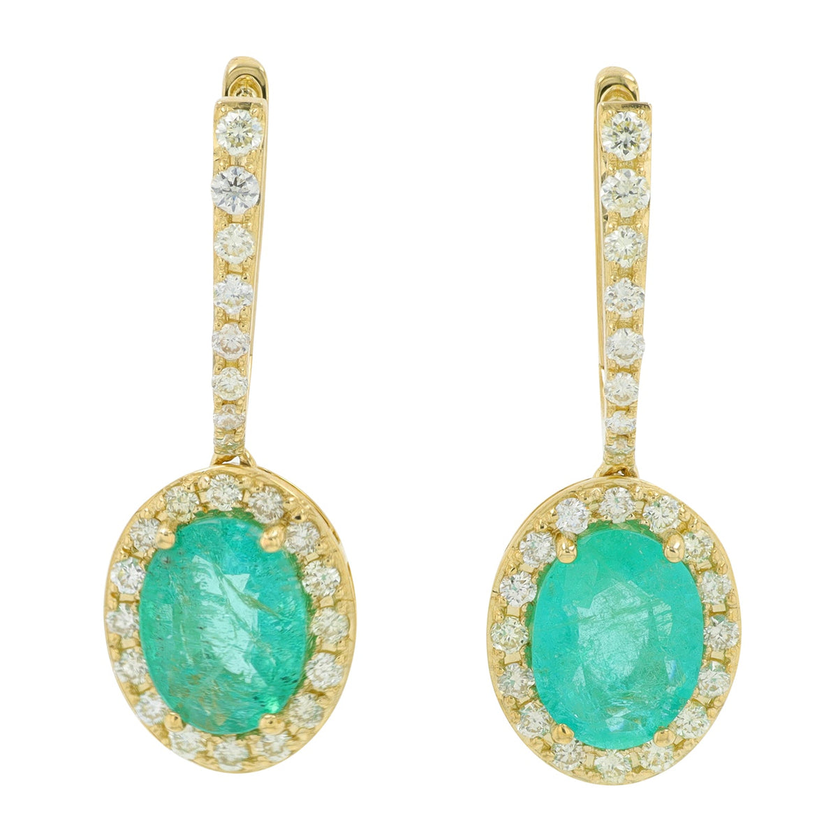 10K YG 2.50 CT Emerald Earrings