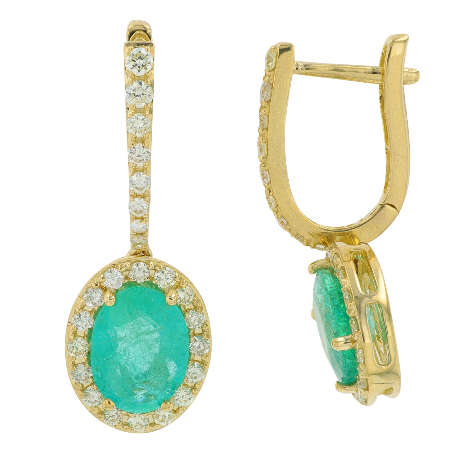 10K YG 2.50 CT Emerald Earrings