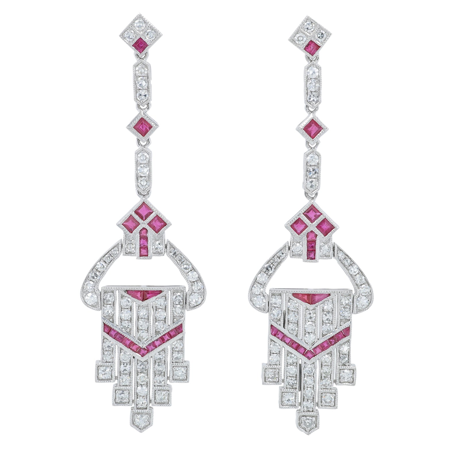 PT950 1.58 CTW Ruby Earrings