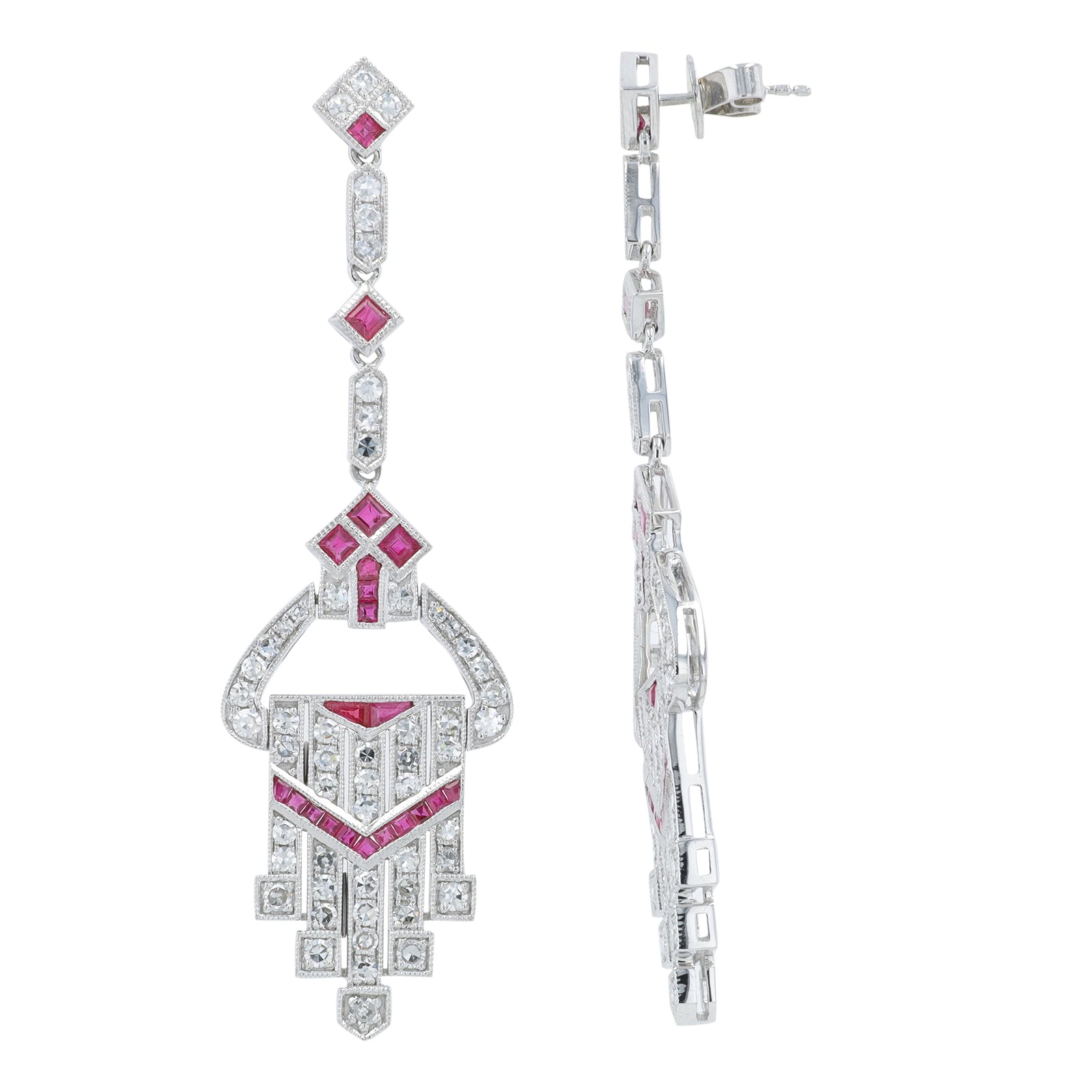 PT950 1.58 CTW Ruby Earrings