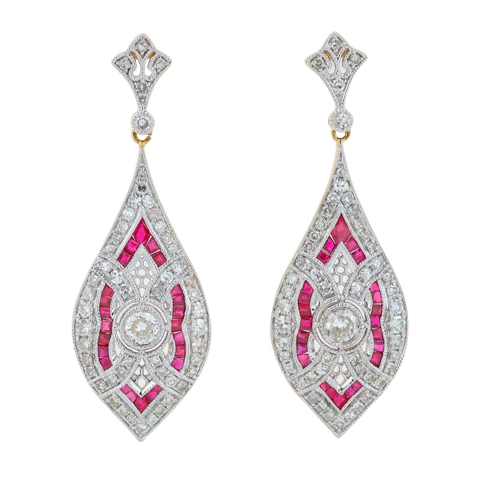 14K YG 1.18 CT Ruby Earrings