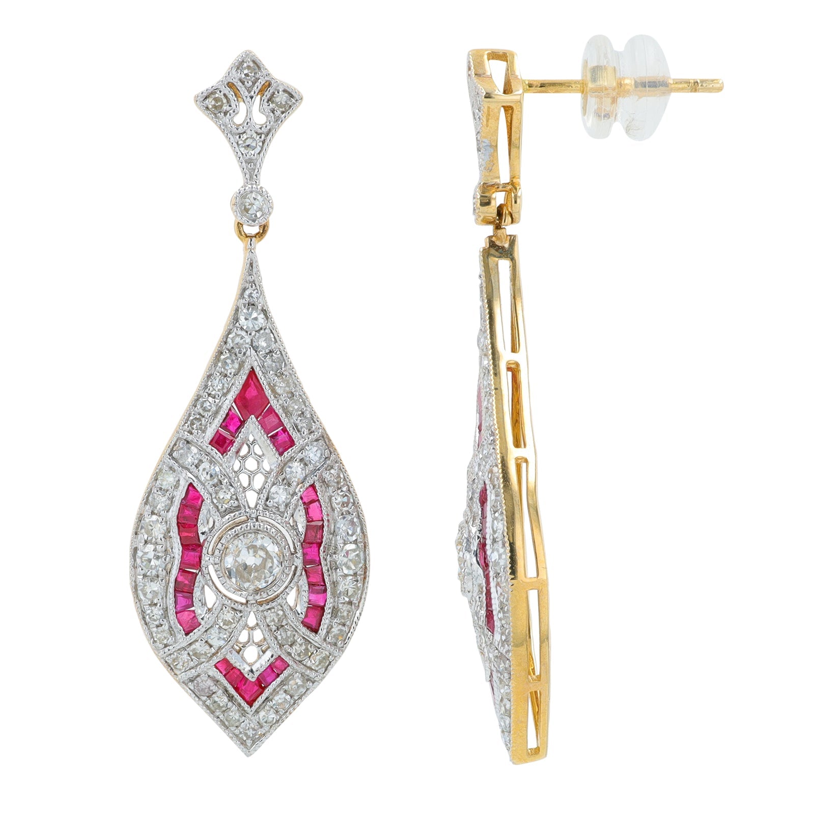 14K YG 1.18 CT Ruby Earrings