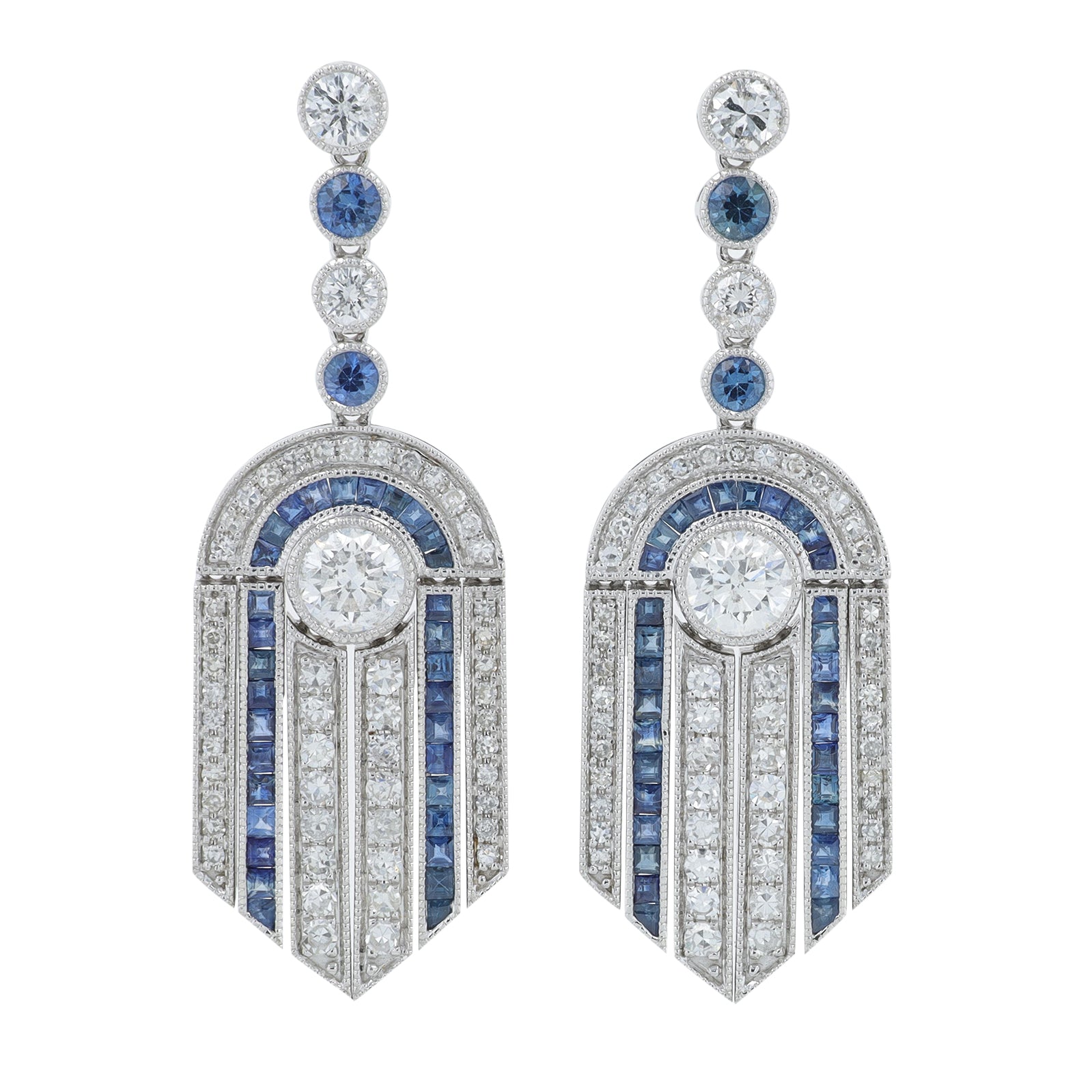14K WG 2.65 CT Sapphire Earrings