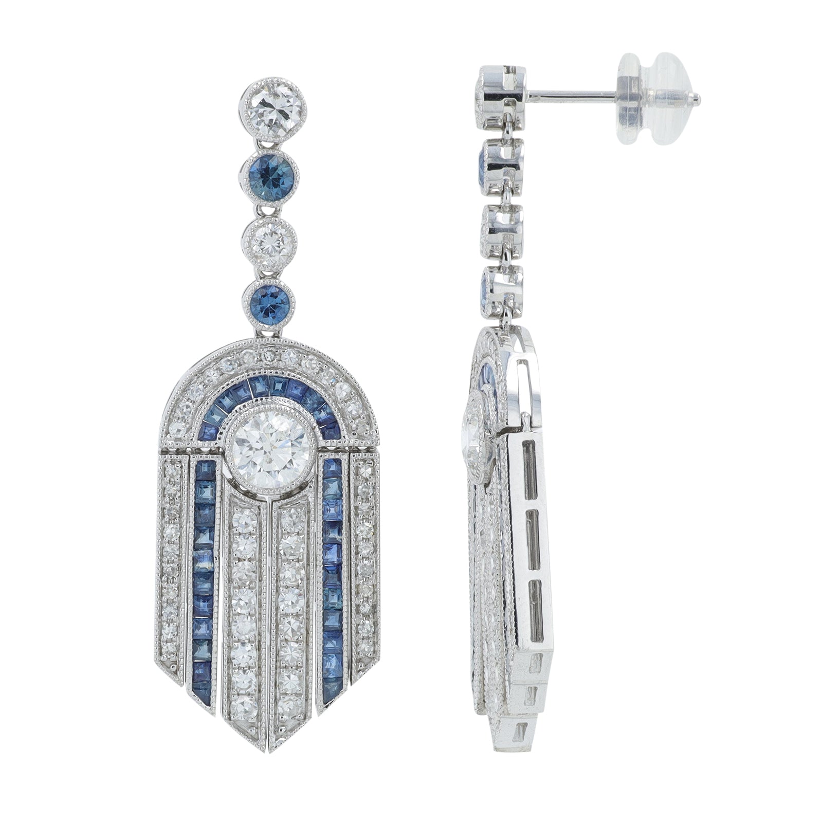 14K WG 2.65 CT Sapphire Earrings