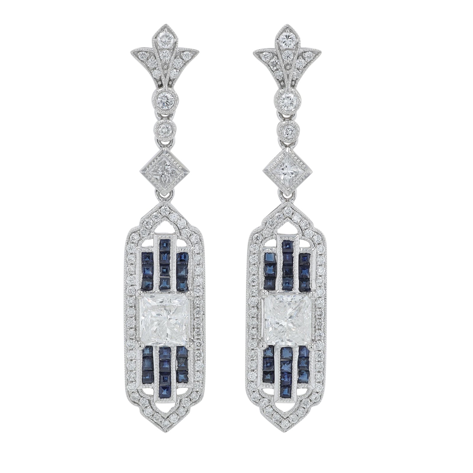 PT950 .92 CT Sapphire Earrings