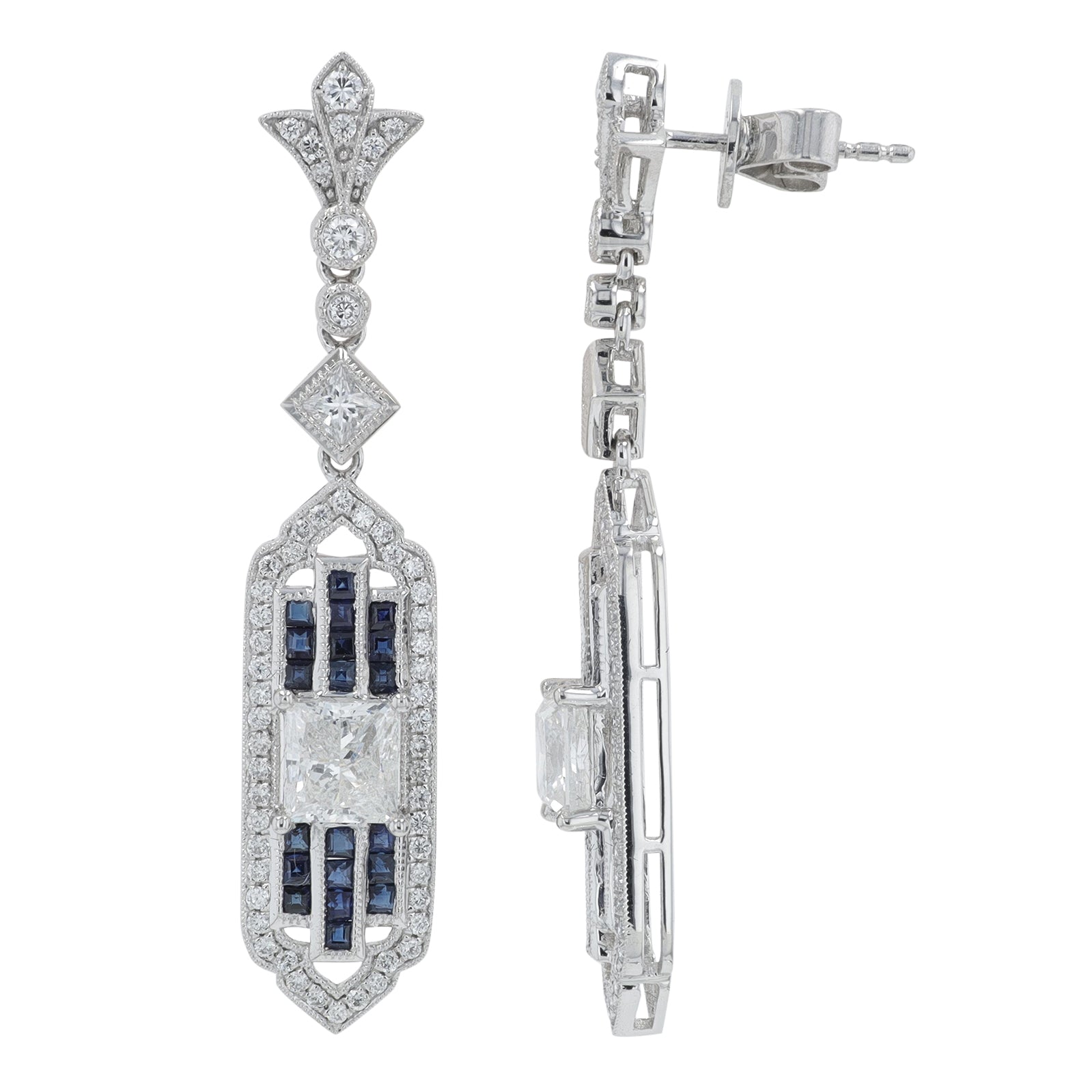 PT950 .92 CT Sapphire Earrings