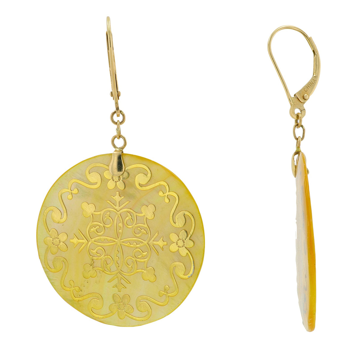 14K YG Mother of Pearl Earrings