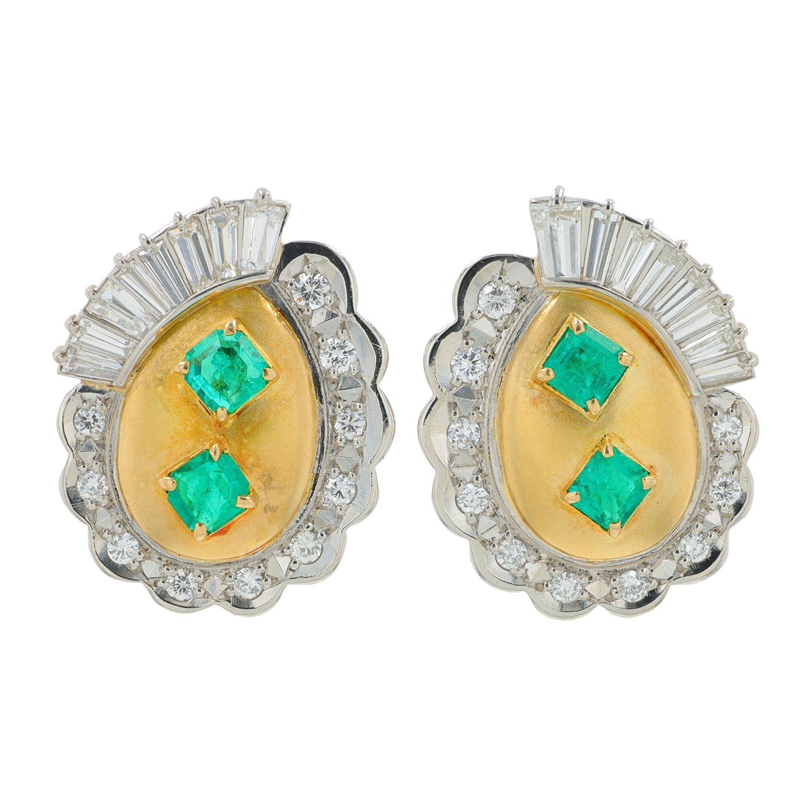 PT900/18K YG 1.09 CTW Emerald Earrings