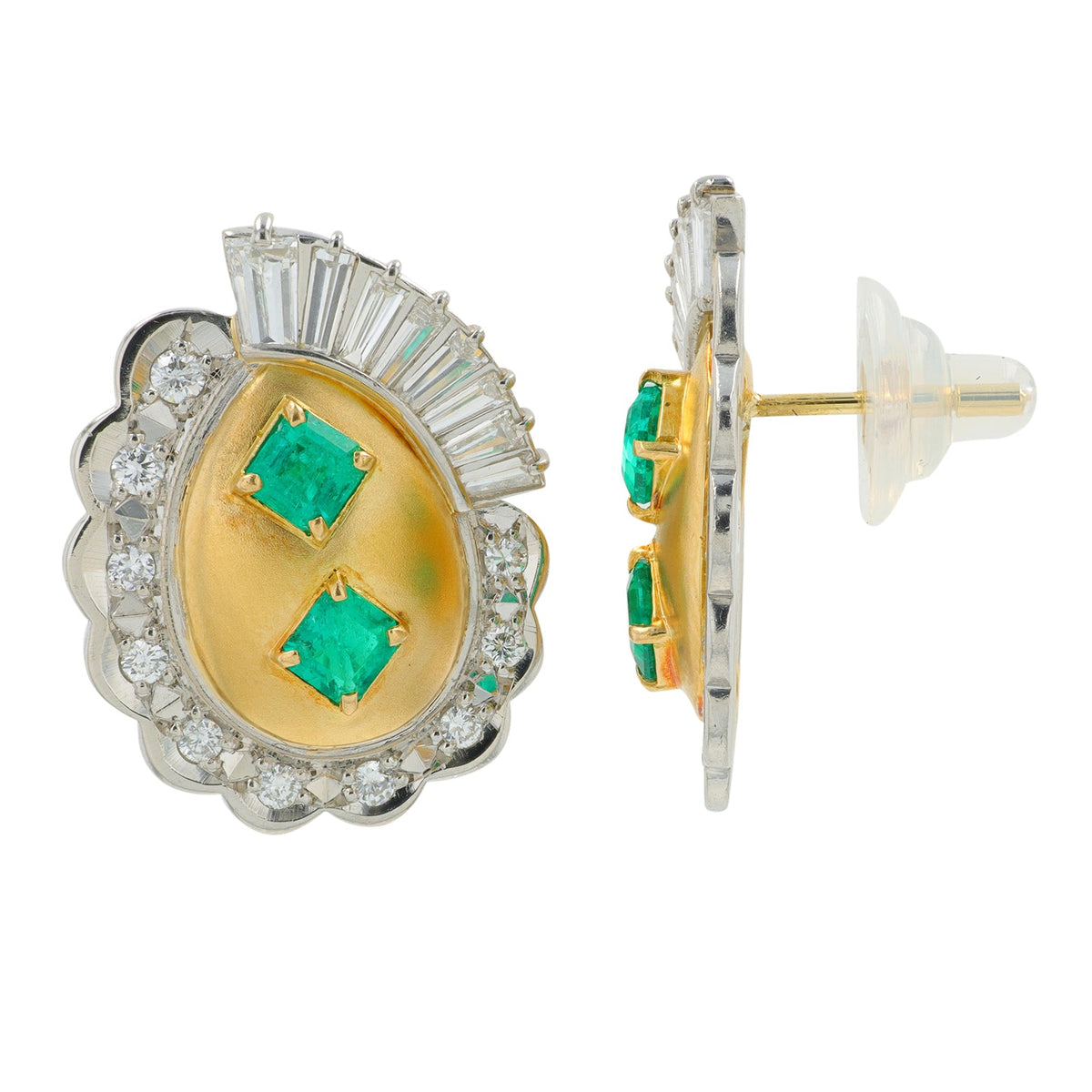 PT900/18K YG 1.09 CTW Emerald Earrings