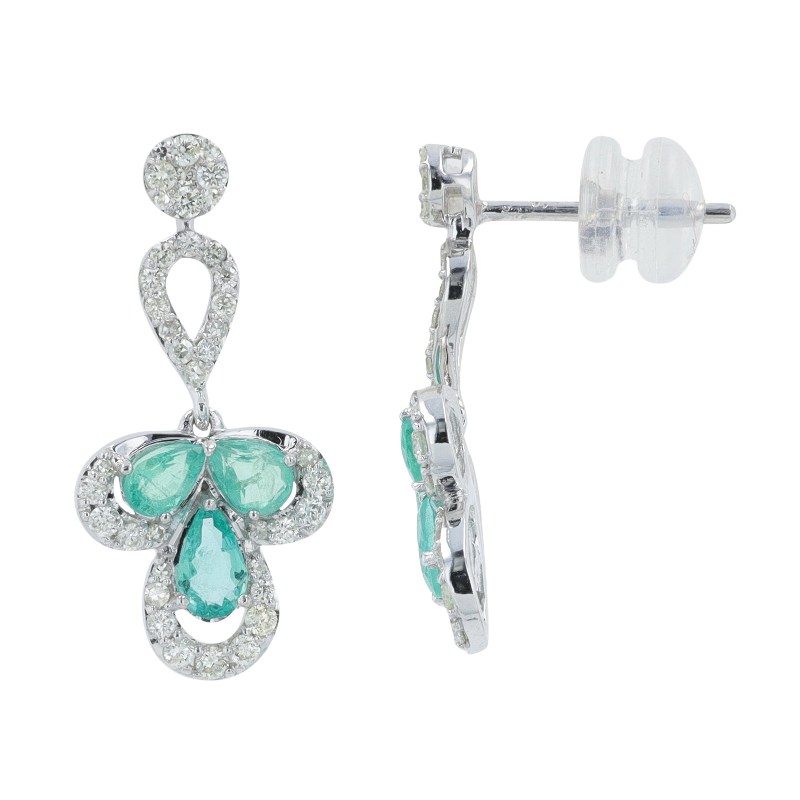 14K WG .90 CT Emerald Earrings