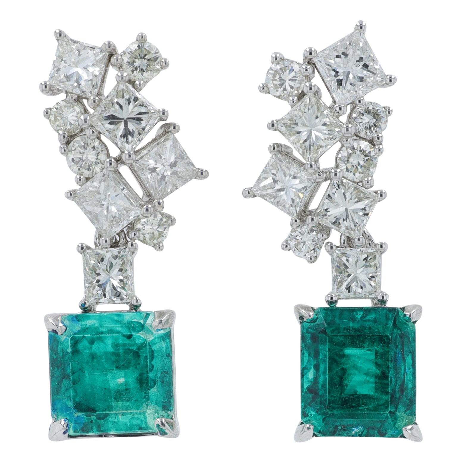 18K WG 4.42 CT Emerald Earrings