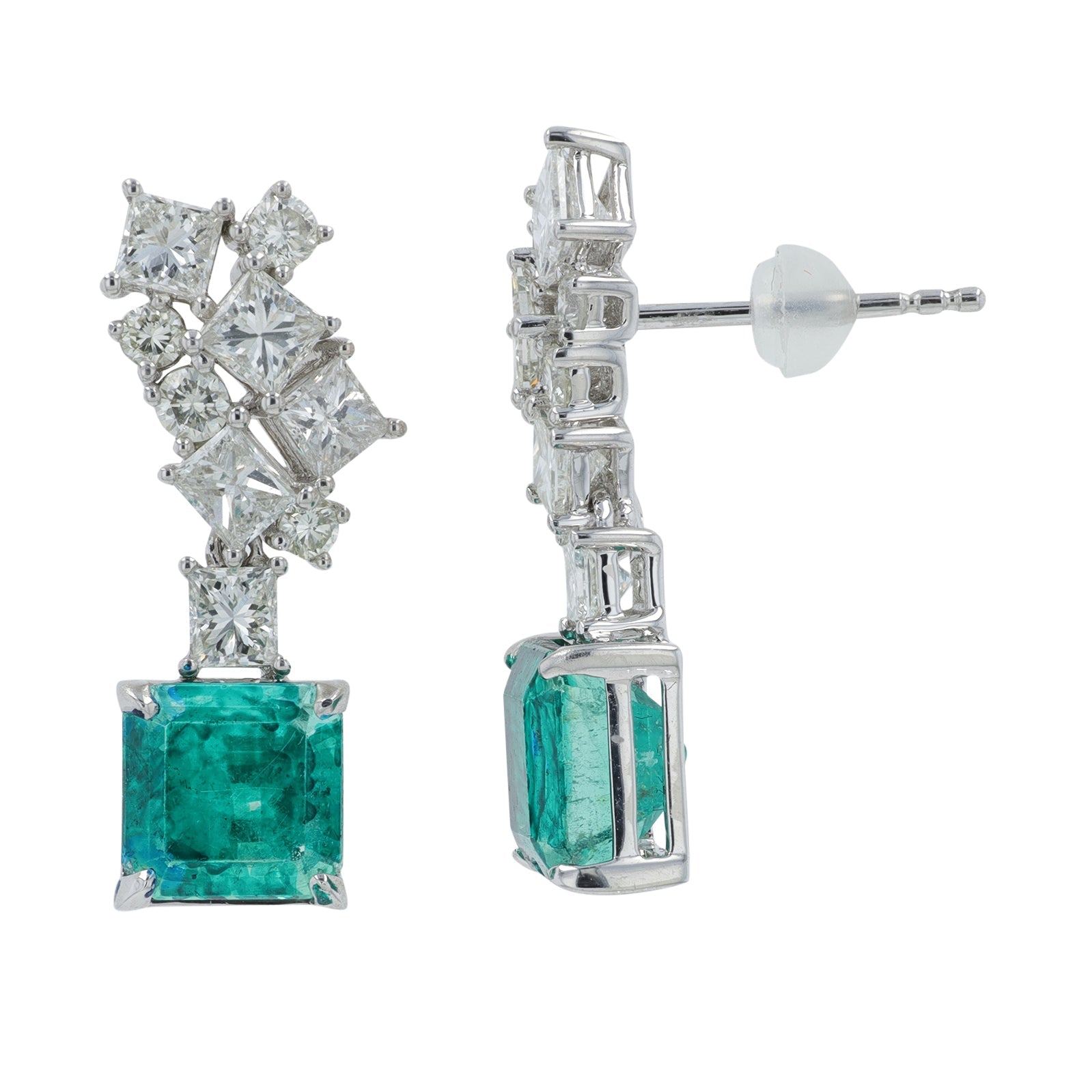 18K WG 4.42 CT Emerald Earrings