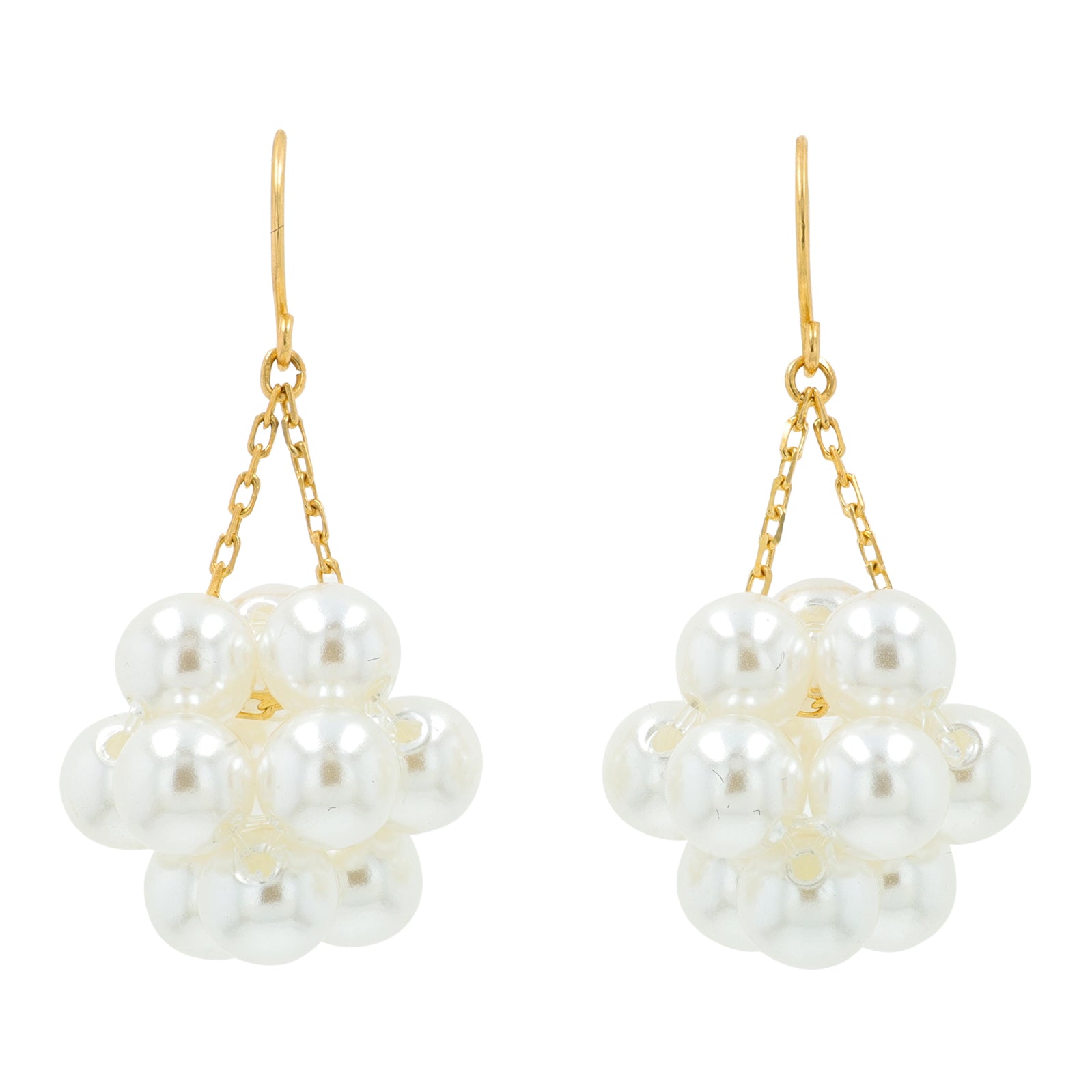 18K YG Pearl Cluster Earrings
