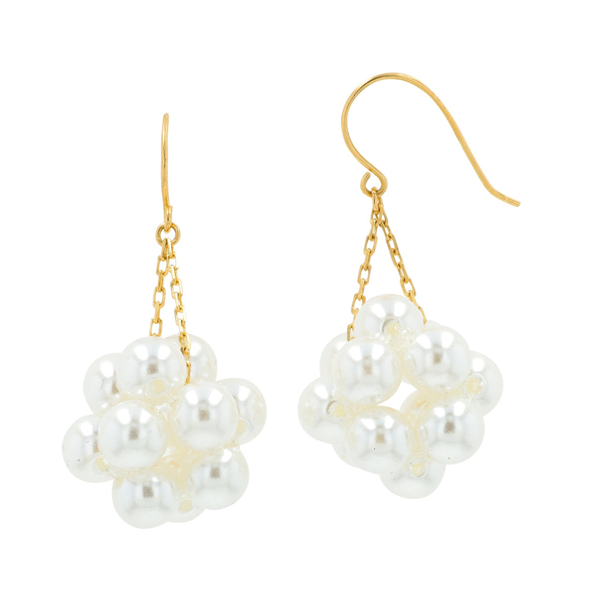 18K YG Pearl Cluster Earrings