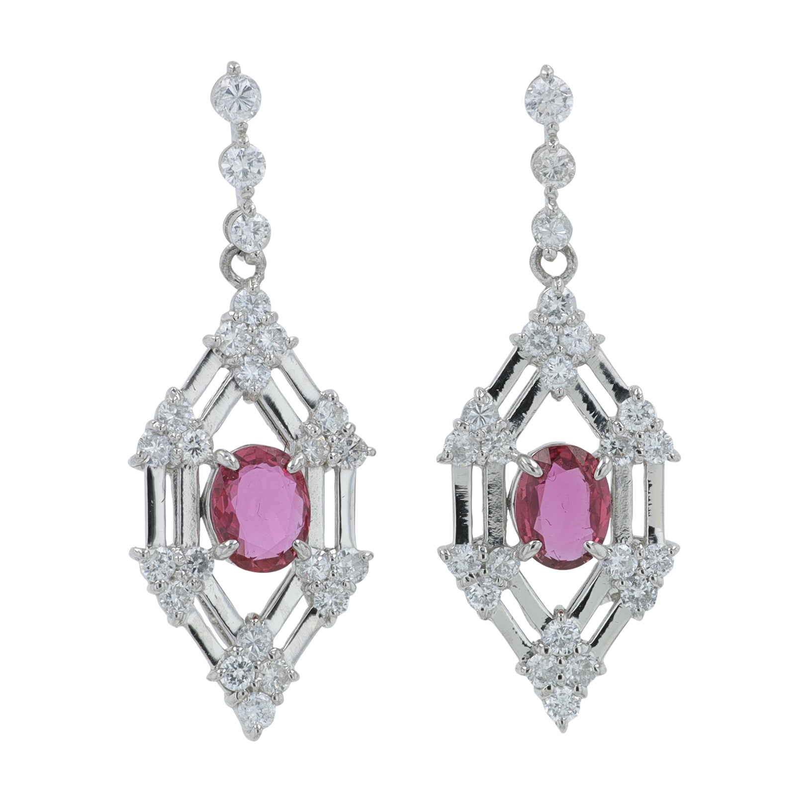 PT900 .67 CTW Ruby Earrings