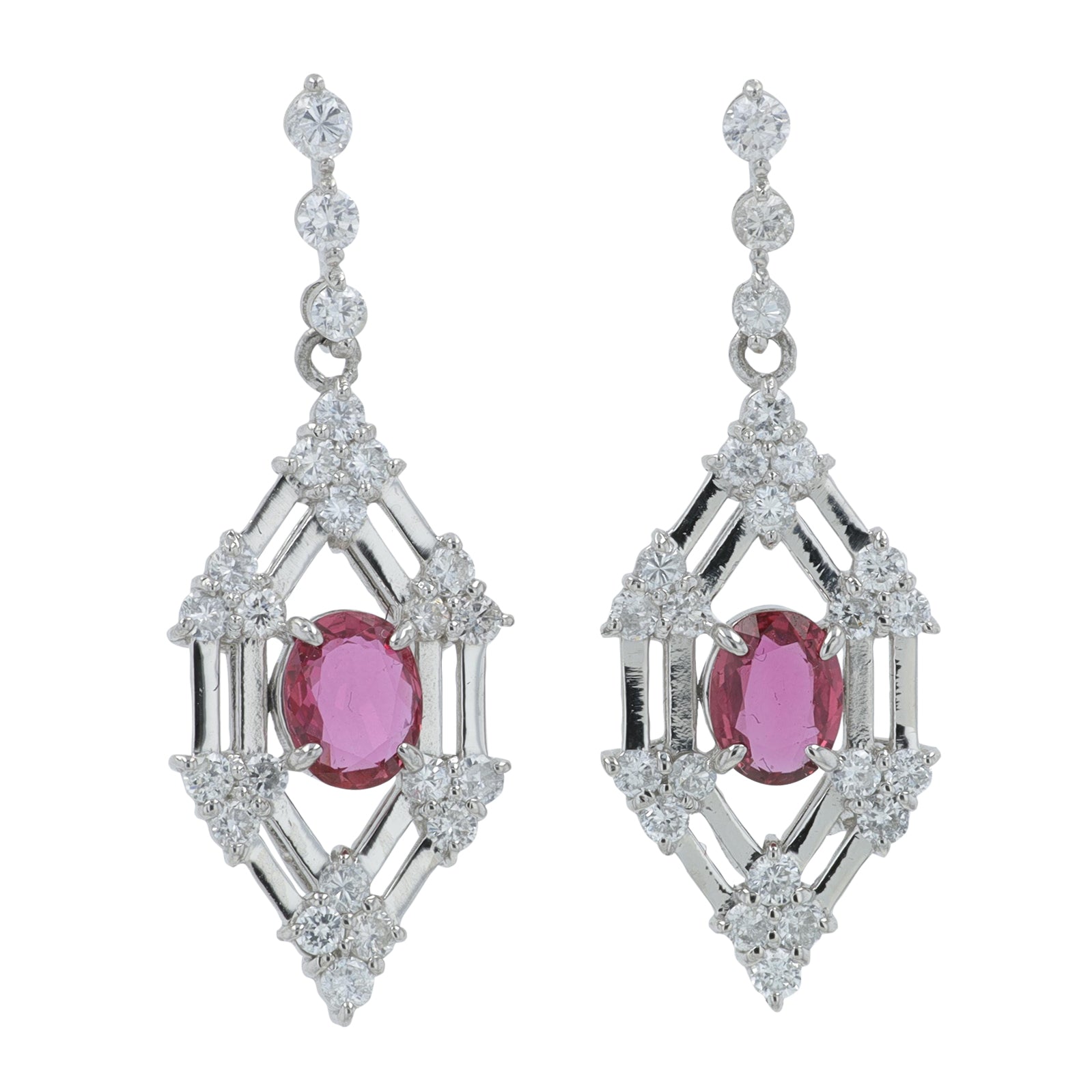PT900 .84 CTW Ruby Earrings