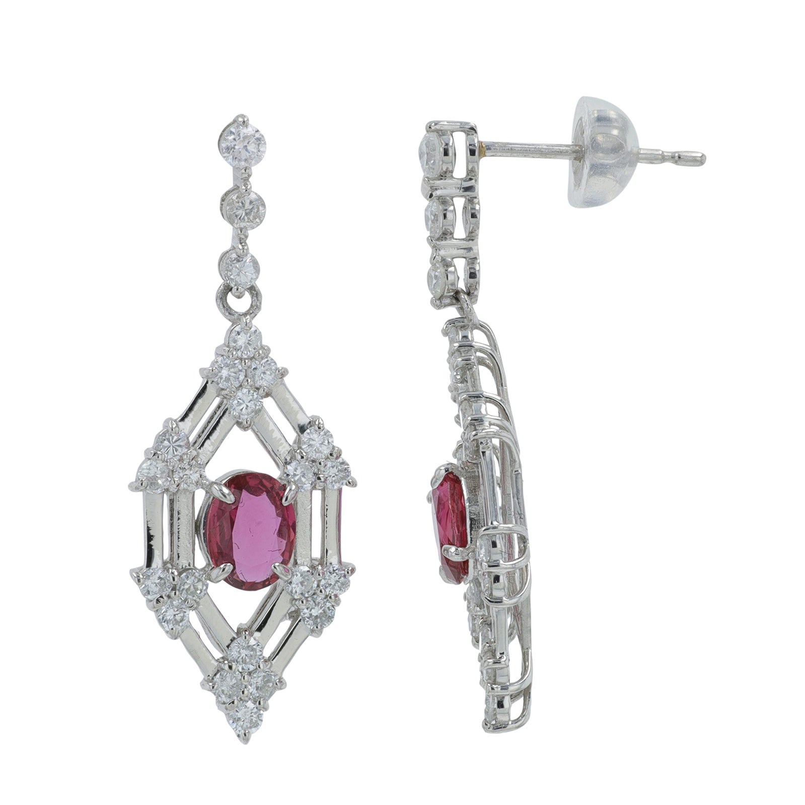 PT900 .84 CTW Ruby Earrings