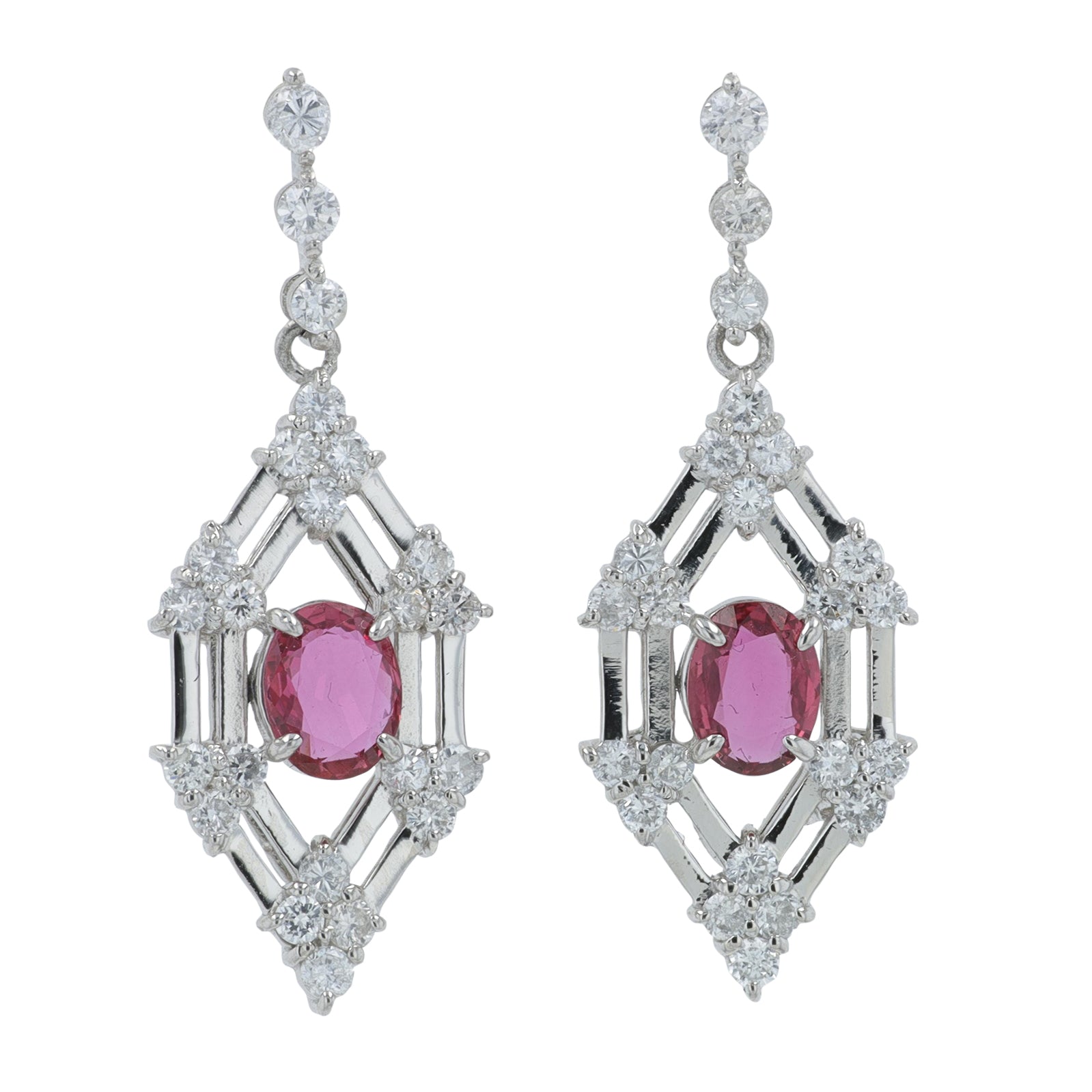 PT900 .98 CTW Ruby Earrings