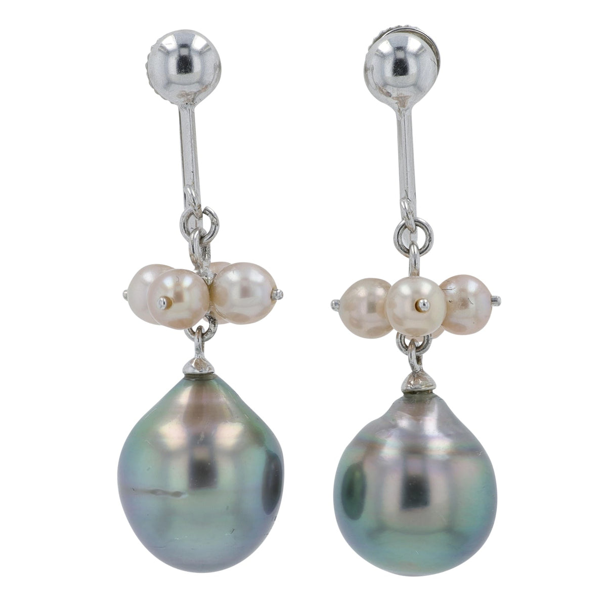 14K WG Tahitian Pearl Earrings