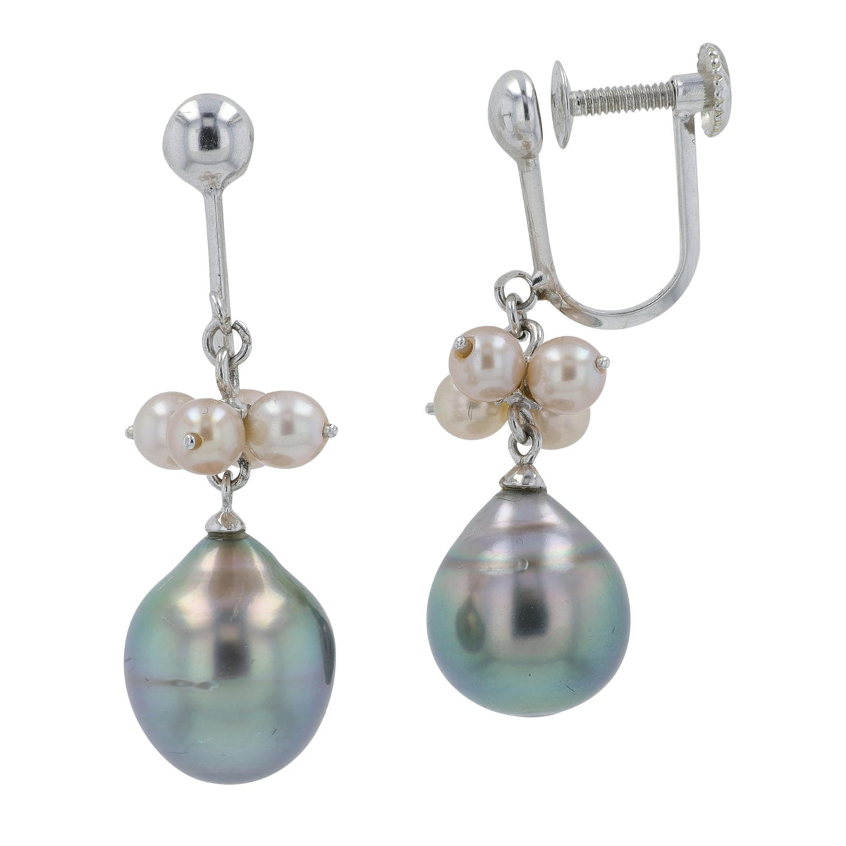 14K WG Tahitian Pearl Earrings