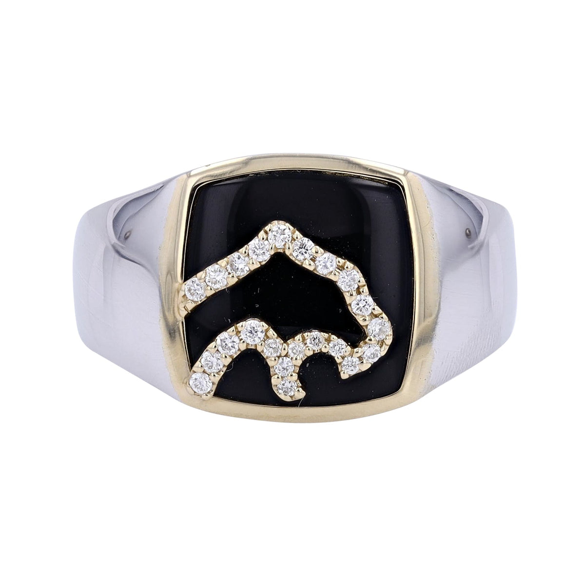 14K EFFY TT Black Onyx Panther Head Gents Ring
