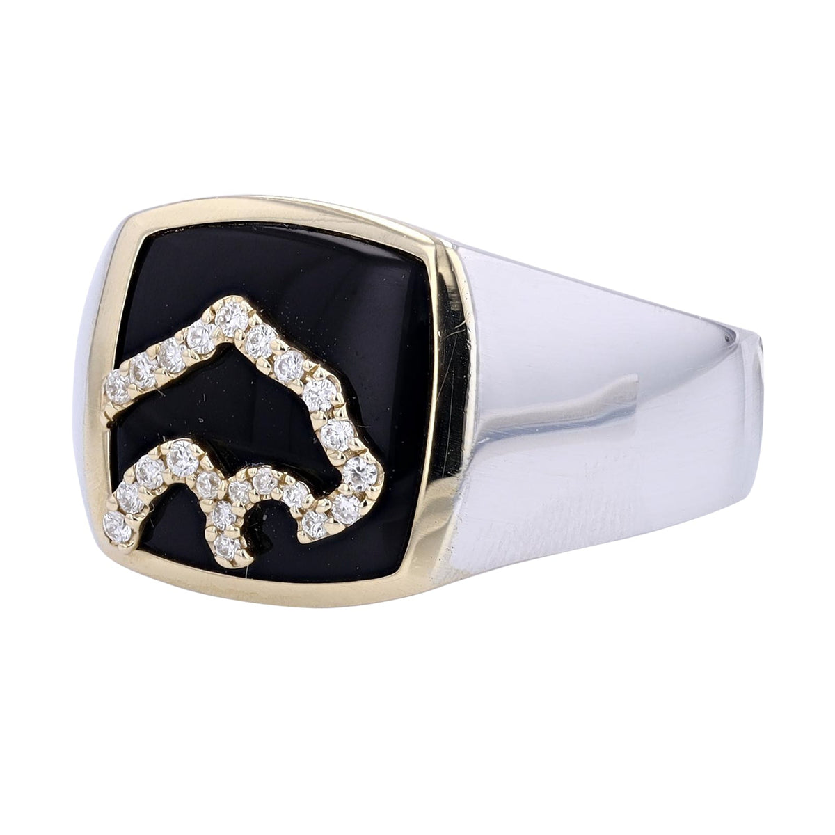 14K EFFY TT Black Onyx Panther Head Gents Ring
