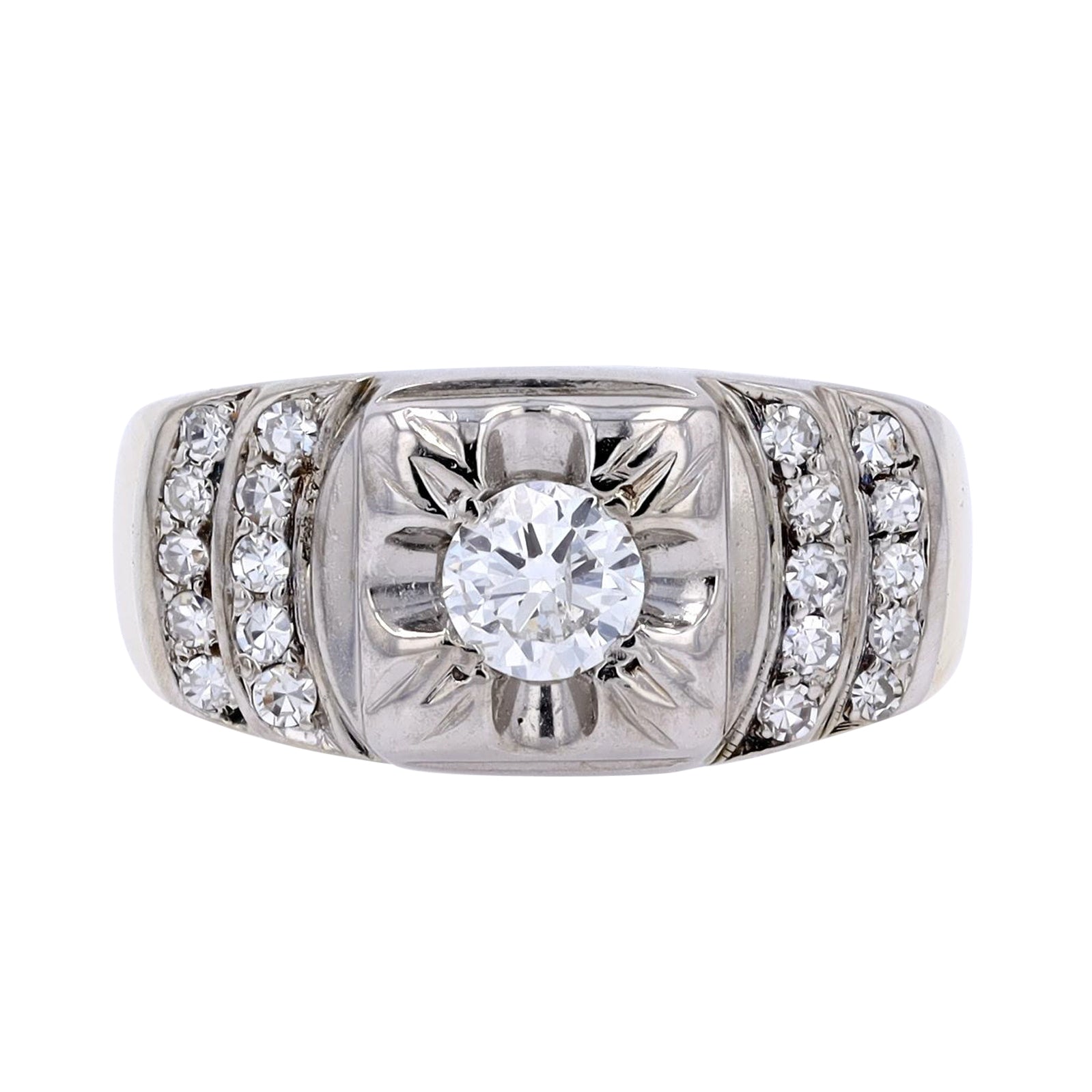 14K TT 1/2 CTR Diamond Gents Ring