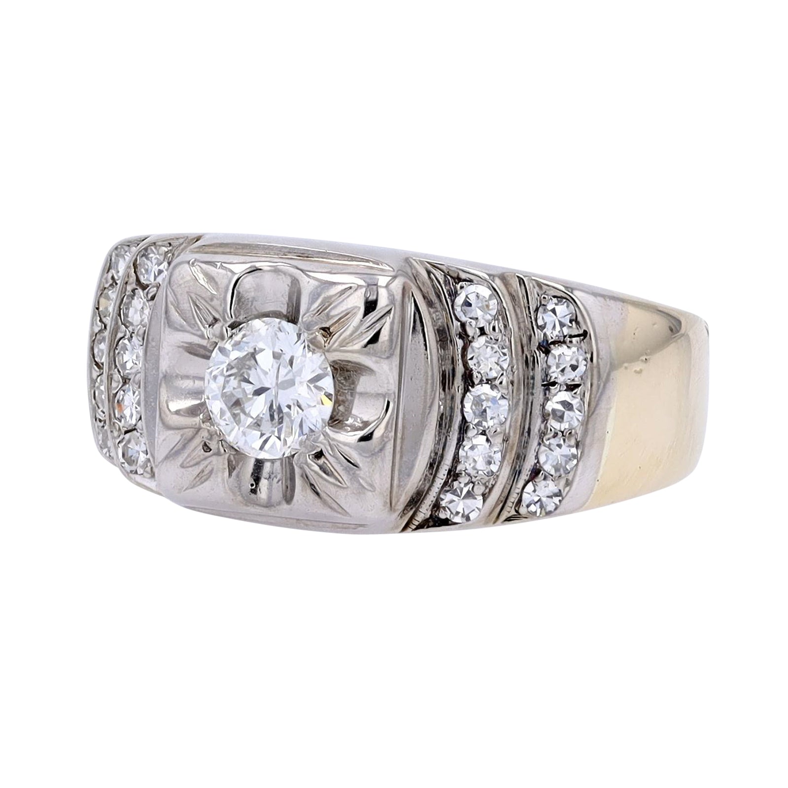 14K TT 1/2 CTR Diamond Gents Ring
