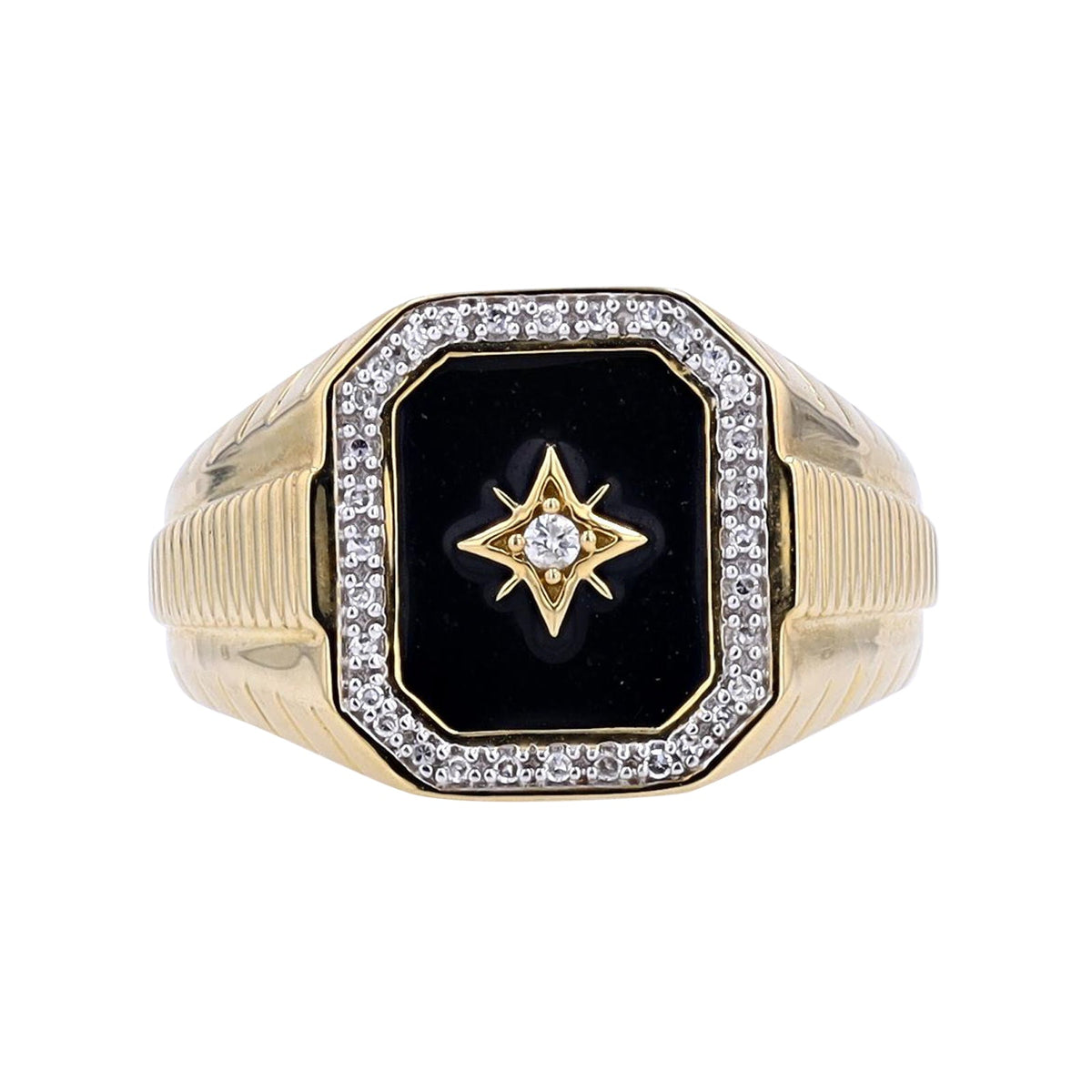 10K YG Black Onyx Gents Ring